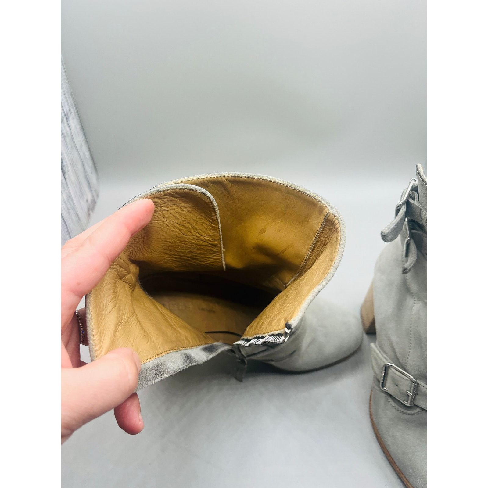 Belstaff Woman’s Grey 37.5 Belstaff Leather Boots zipper closure Size US 6.5 / IT 36.5 - 7 Thumbnail