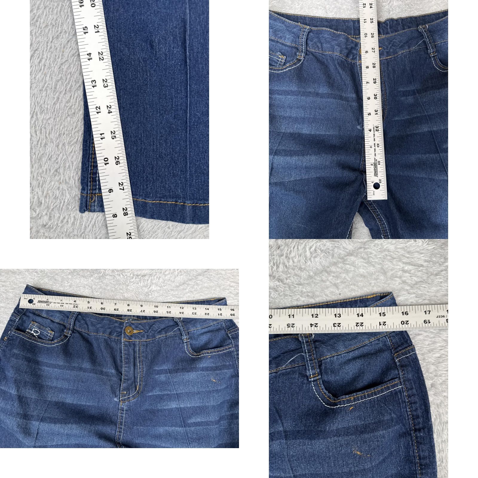 Denime Bootcut Jeans Womens L Blue Wash Mid Rise Stretch Denim Embroidered 30x29 90s Size 36" / US 14 / IT 50 - 8 Thumbnail