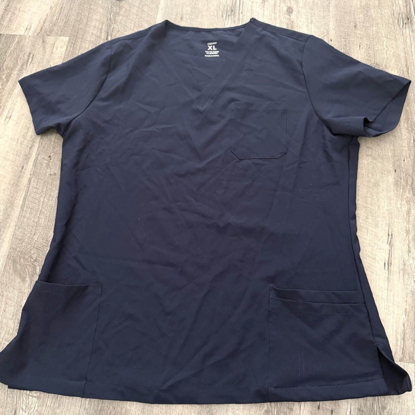 Vintage Cozy Fit Scrub Top Womens XL Navy Blue V-Neck 2 Pockets Medical Uniform Stretch Size XL / US 12-14 / IT 48-50 - 7 Thumbnail