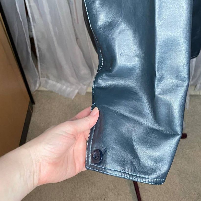 Other Vegan leather spy style Jacket gun metal gray blue vintage Size US M / EU 48-50 / 2 - 10 Thumbnail
