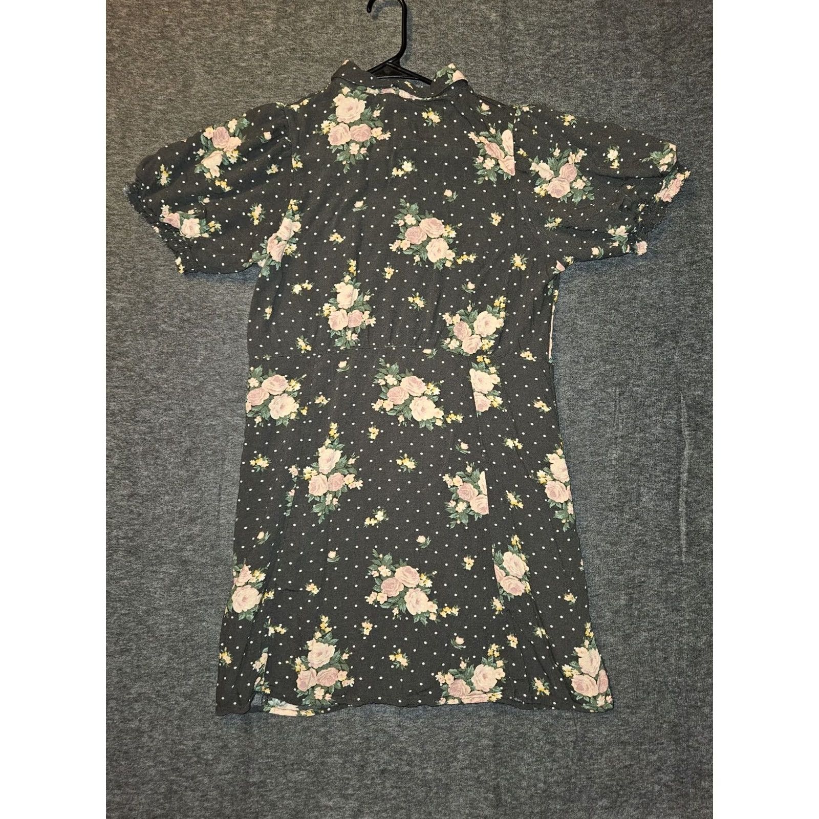 American Eagle Outfitters VINTAGE American Eagle Outfitters Shirt Dress Women L Black Floral Collared Button Puff Sleeve Knee Length Children? Size L / US 10 / IT 46 - 7 Thumbnail