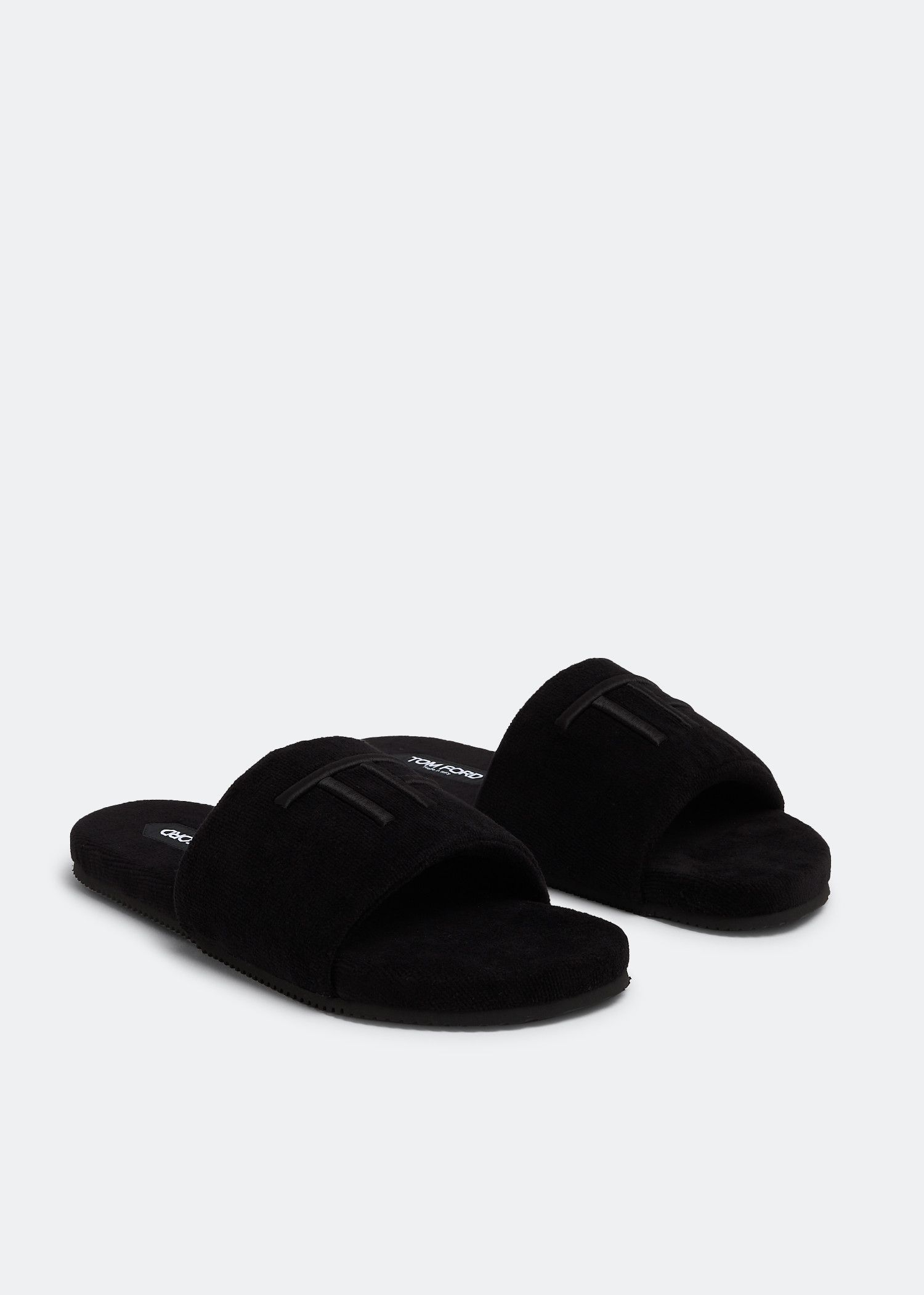 Tom Ford o1loc1c0824 J1376 Informal Velvet Slides in Black Size US 13 / EU 46 - 3 Thumbnail