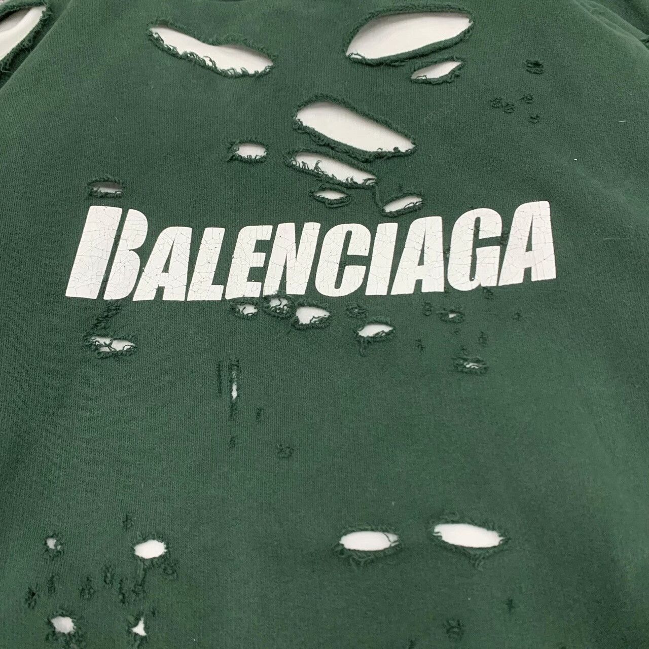 Balenciaga balenciaga green distressed hoodie sweatshirt Size US XS / EU 42 / 0 - 6 Thumbnail