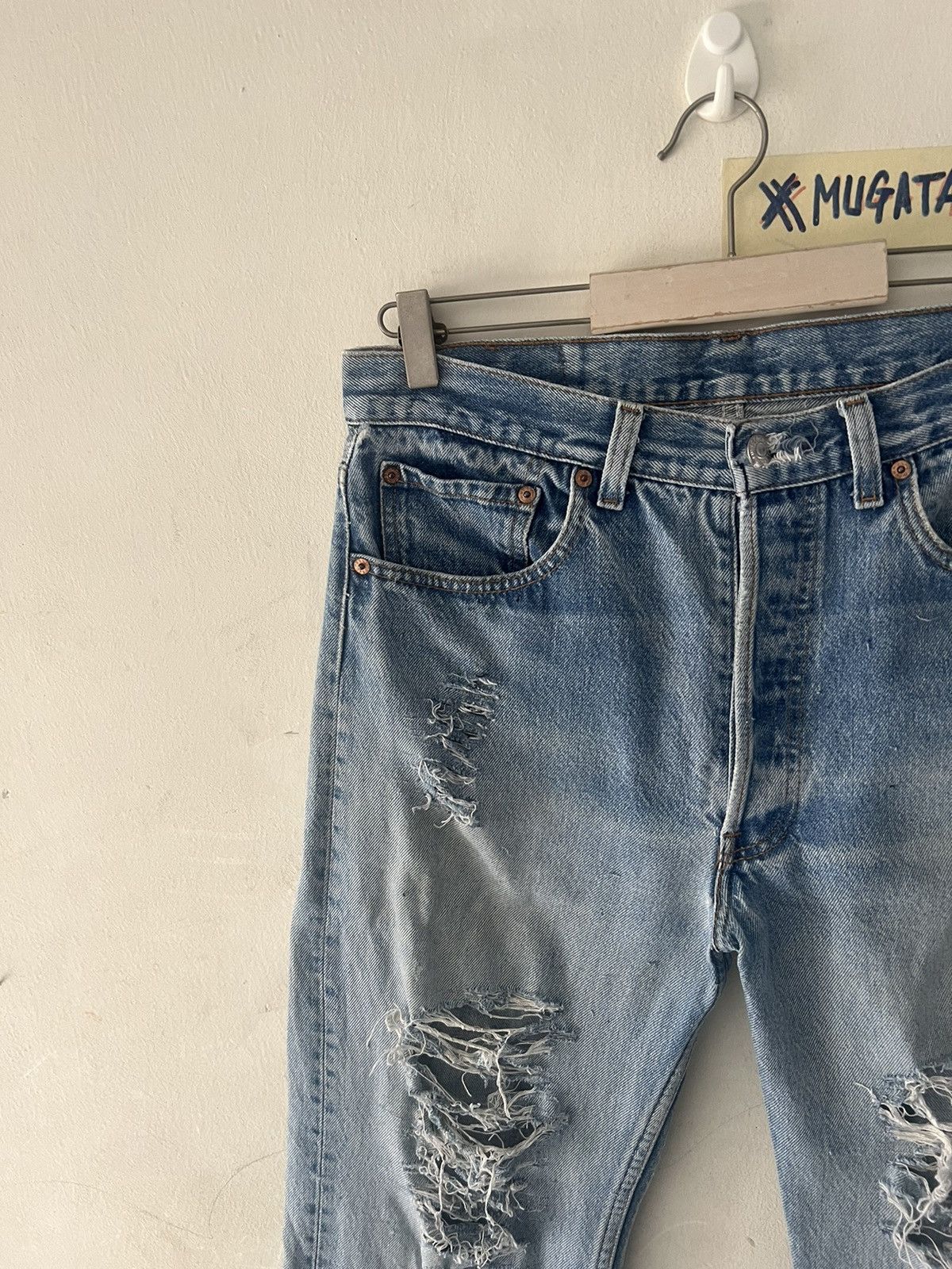 Japanese Brand × Levi's Vintage Clothing × Vintage THRASHED🔥VINTAGE LEVIS 501 RIPPED DENIM KURT KOBAIN Size US 30 / EU 46 - 3 Thumbnail