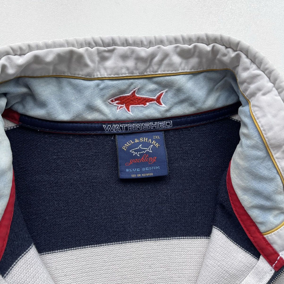 Paul & Shark × Vintage Paul & Shark Yachting Watershed Blue Denim Half Zip Sweater Size US XXL / EU 58 / 5 - 9 Thumbnail