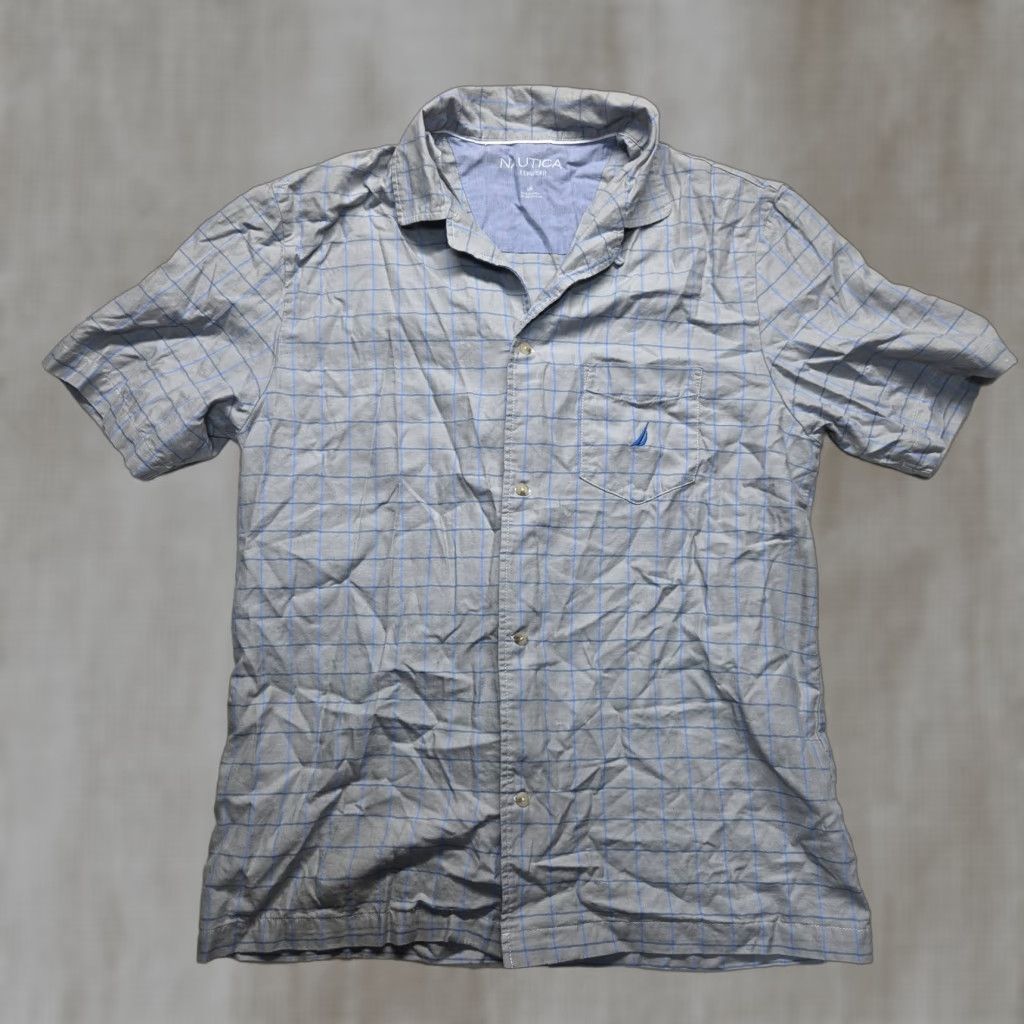 Nautica Nautica Shirt Blue Plaid Sleepwear Casual Pocket Short Sleeve Adult Mens L Large Size US L / EU 52-54 / 3 - 1 Thumbnail