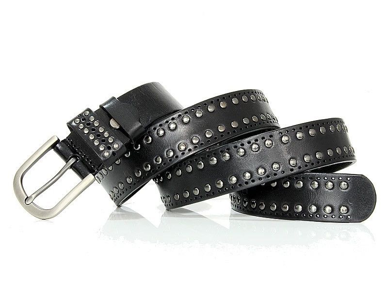 Leather × Vintage Punk Lady Belts Rivet Belt High Quality Real Genuine Leather Size ONE SIZE - 2 Thumbnail