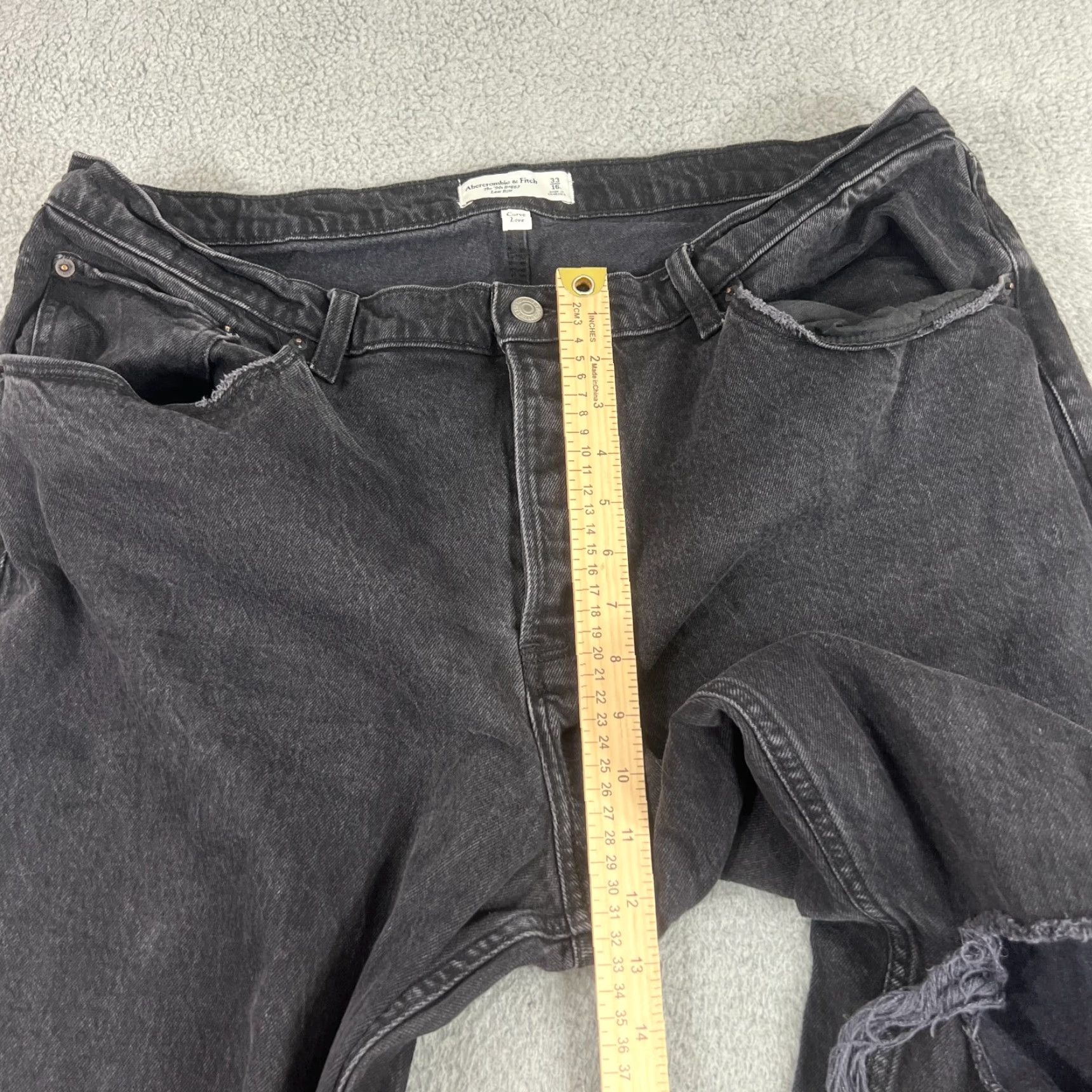 Abercrombie & Fitch VINTAGE Abercrombie & Fitch Jeans Womens 16 Low Rise Baggy Wide-Leg Stretch Black 90s Fashion Size 38" / US 16 / IT 52 - 4 Thumbnail