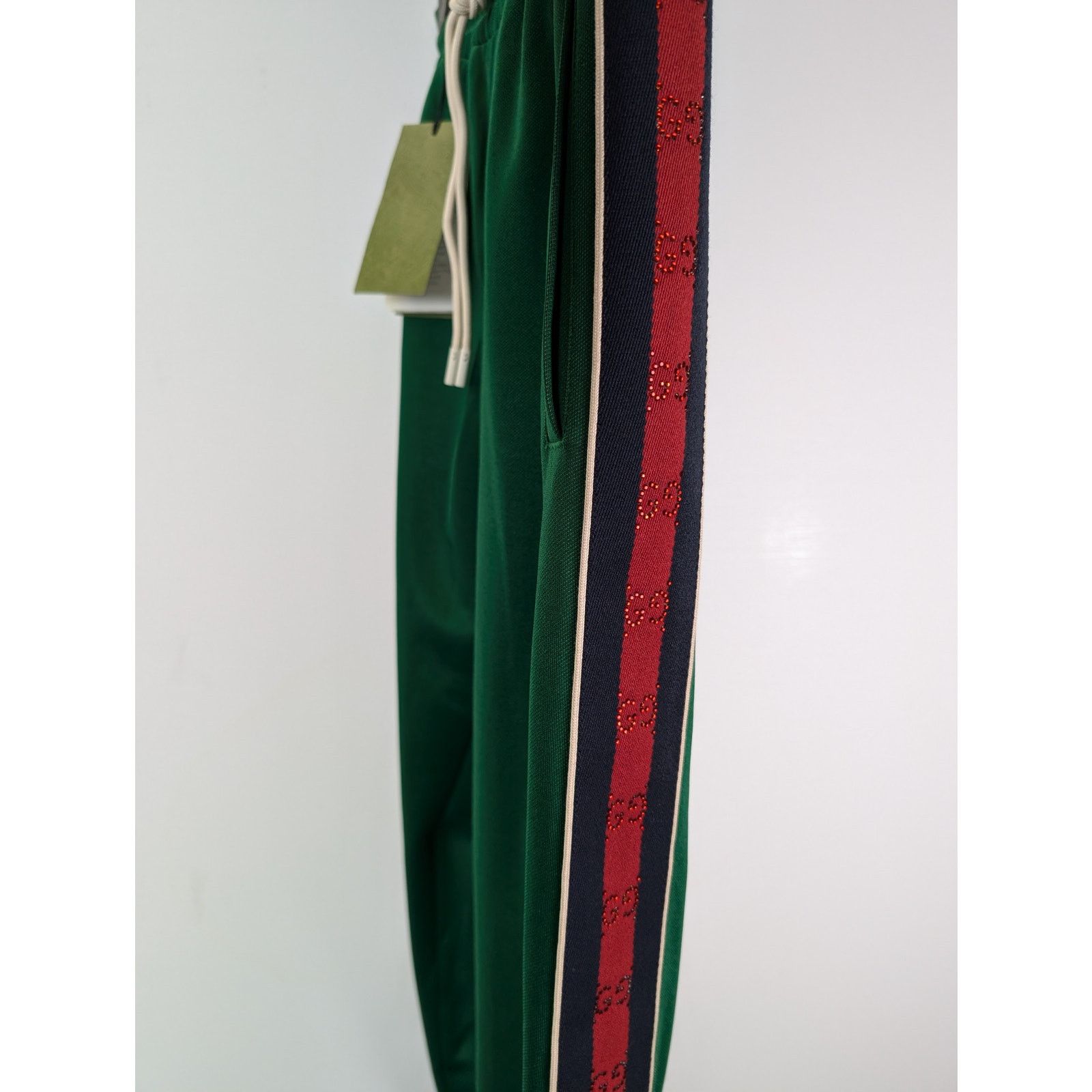 Gucci o1rshd1 Track Pants With GG Bejewled Trim Detail in Green Size US 32 / EU 48 - 13 Thumbnail