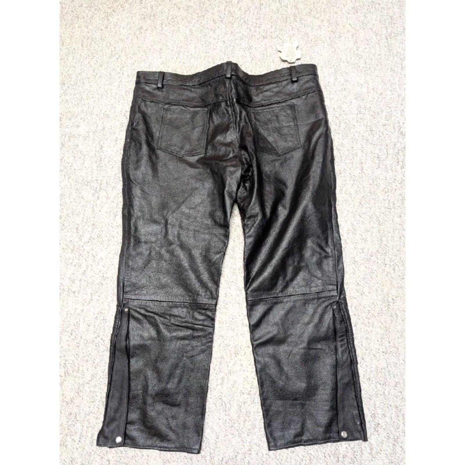 Vintage VINTAGE leather MOTORCYCLE pants BIKER jeans 48x32 black Cowhide Leather Mens Pants Size US 32 / EU 48 - 2 Thumbnail
