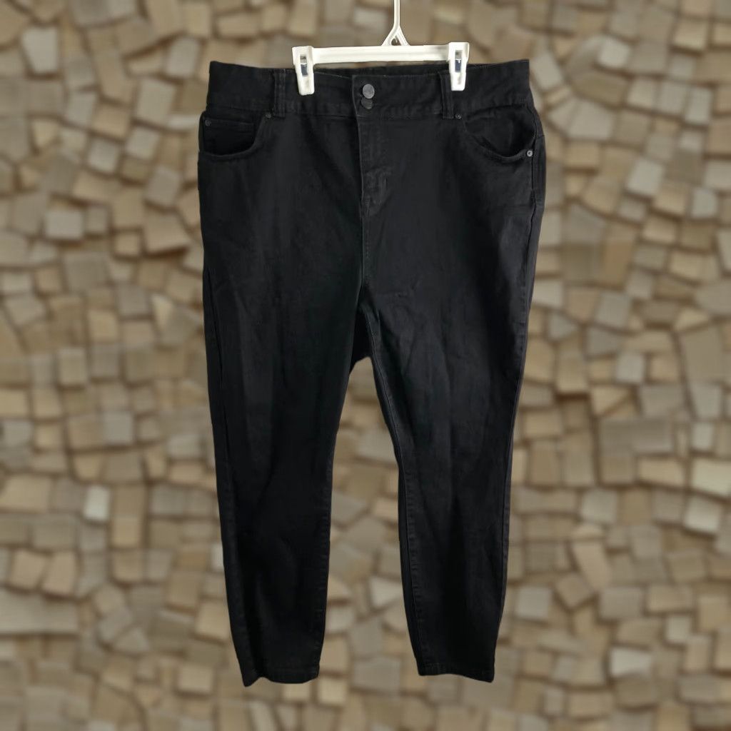 Vintage Terra & Sky Womens Plus Size 18W High Rise Skinny Dark Wash Black Denim Jeans Jeans Size 40" / US 18 - 1 Thumbnail