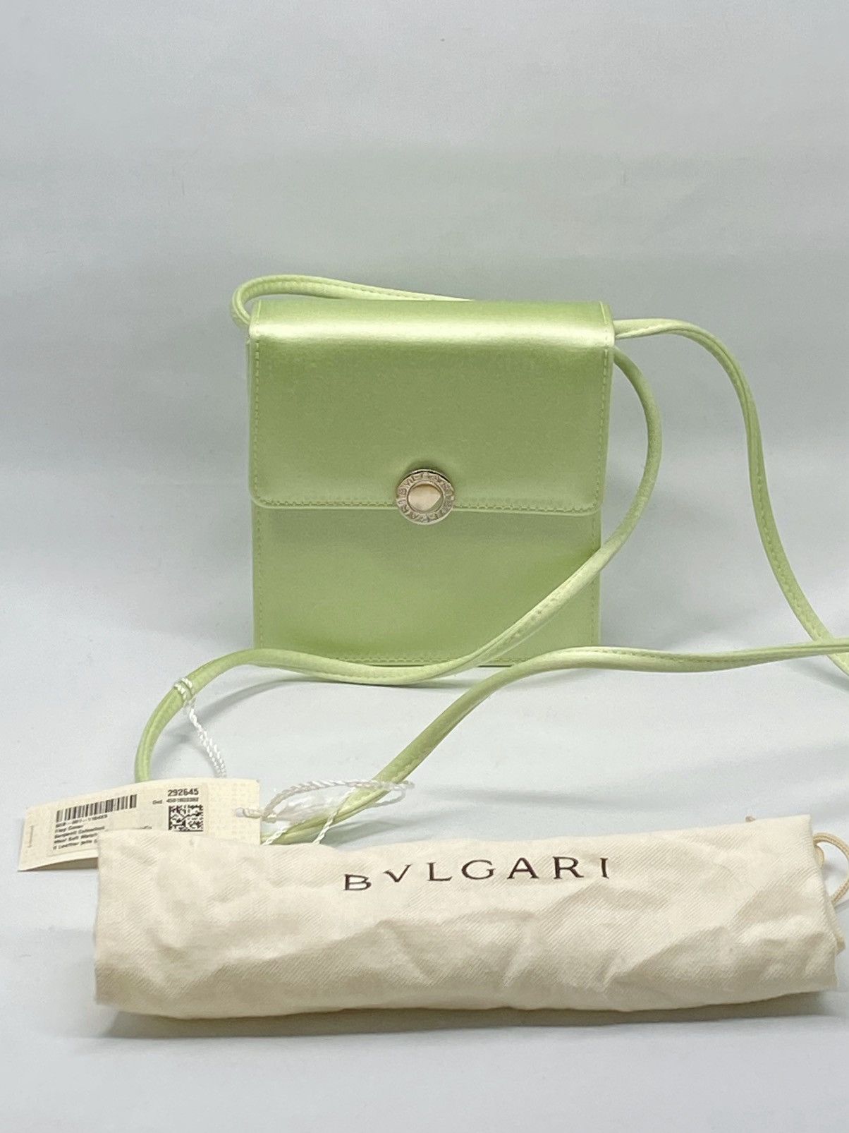 Bvlgari Light Green Satin Mini Shoulder Bag, Women's