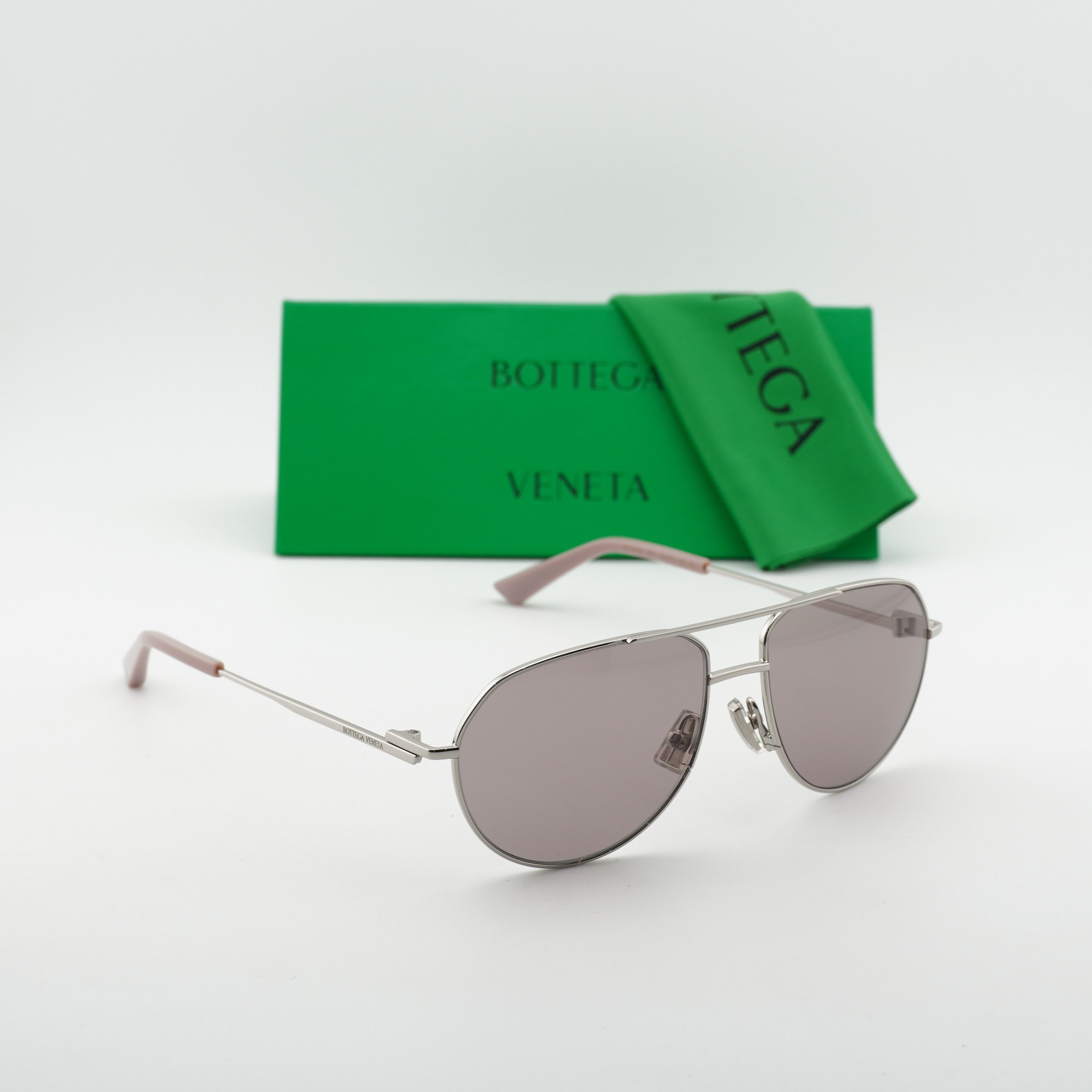 Bottega Veneta Bottega Veneta BV1302S 004 Unisex Sunglasses Silver Aviator Size ONE SIZE - 10 Thumbnail