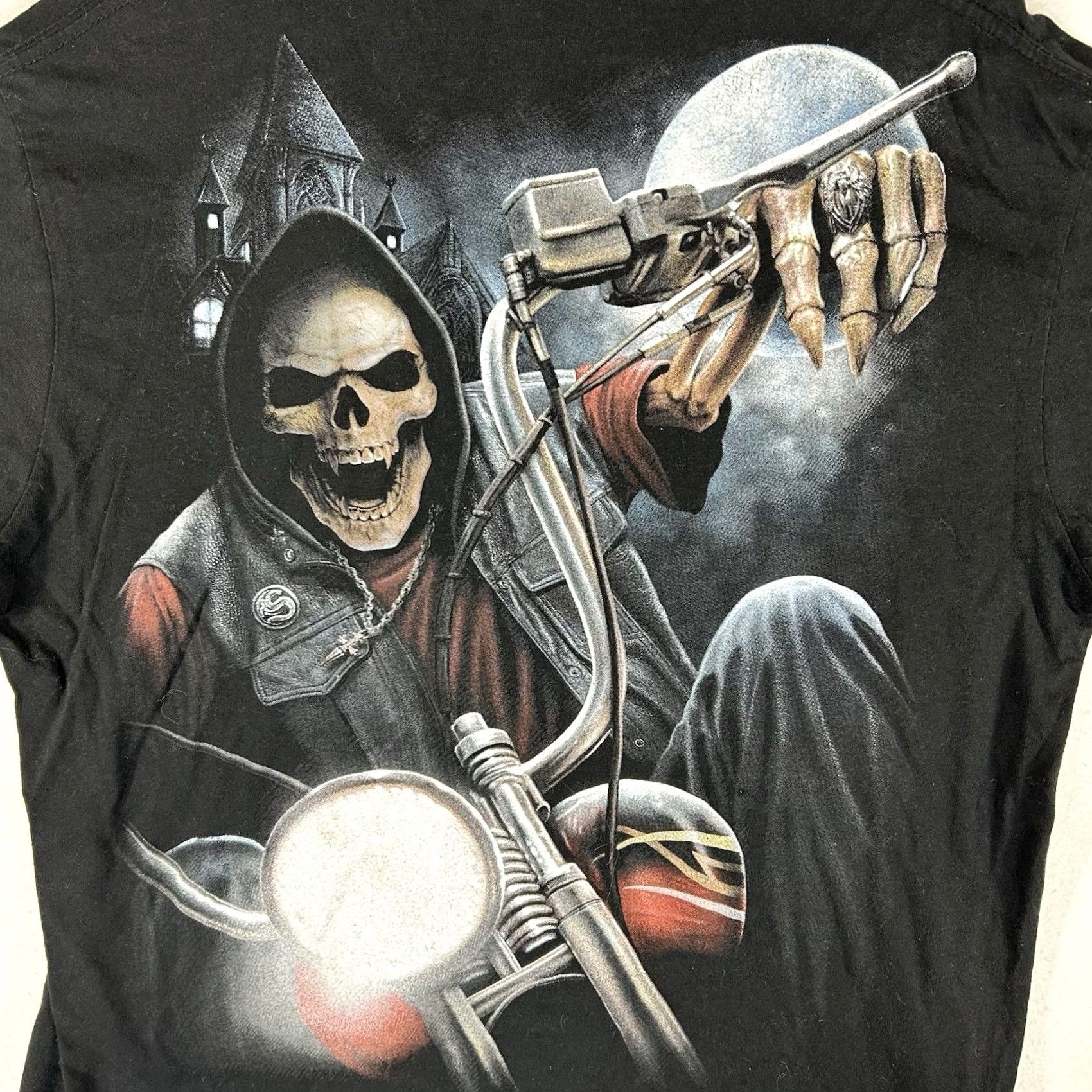 Vintage Spiral Direct Graphic Print T-shirt Mens Large Biker Motorcycle Skull Black Tee Size US L / EU 52-54 / 3 - 6 Thumbnail
