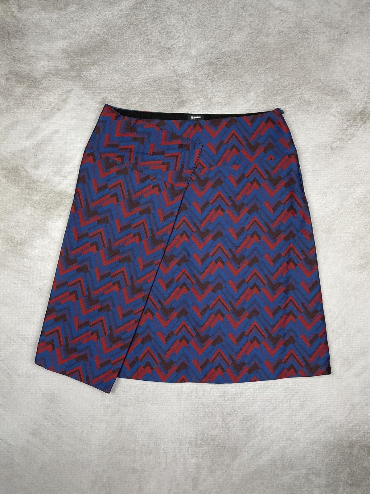 Jil Sander FW15 Jil Sander Navy Jacquard Geometric Wrap Skirt Size 27" / US 4 / IT 40 - 2 Thumbnail