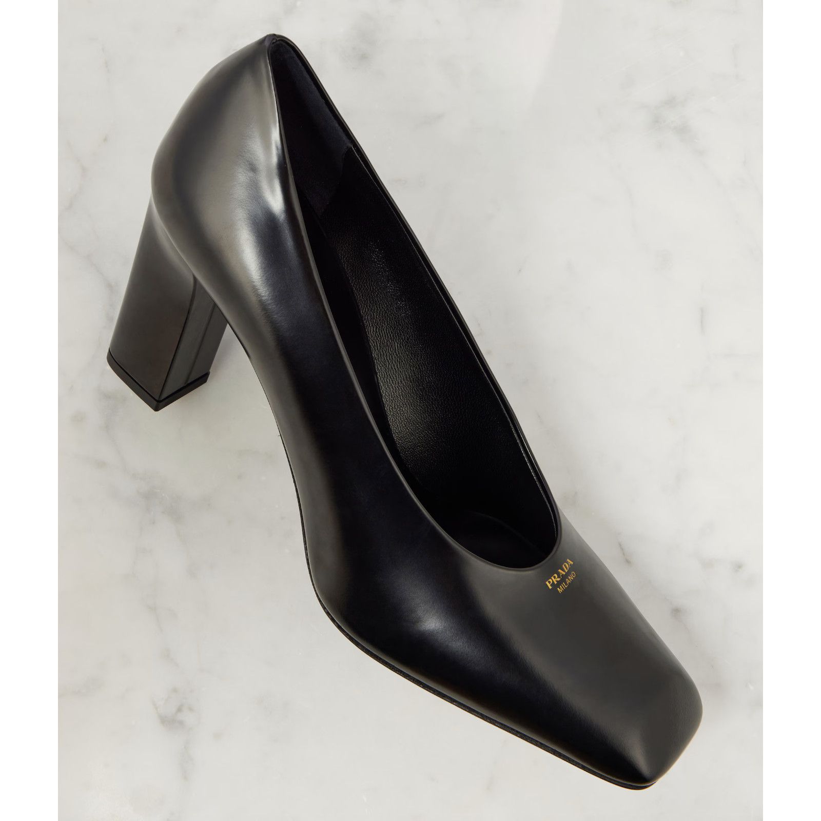 Prada Prada 85mm Black Brushed Leather Block Heel Pump 38.5 Size US 8.5 / IT 38.5 - 5 Thumbnail