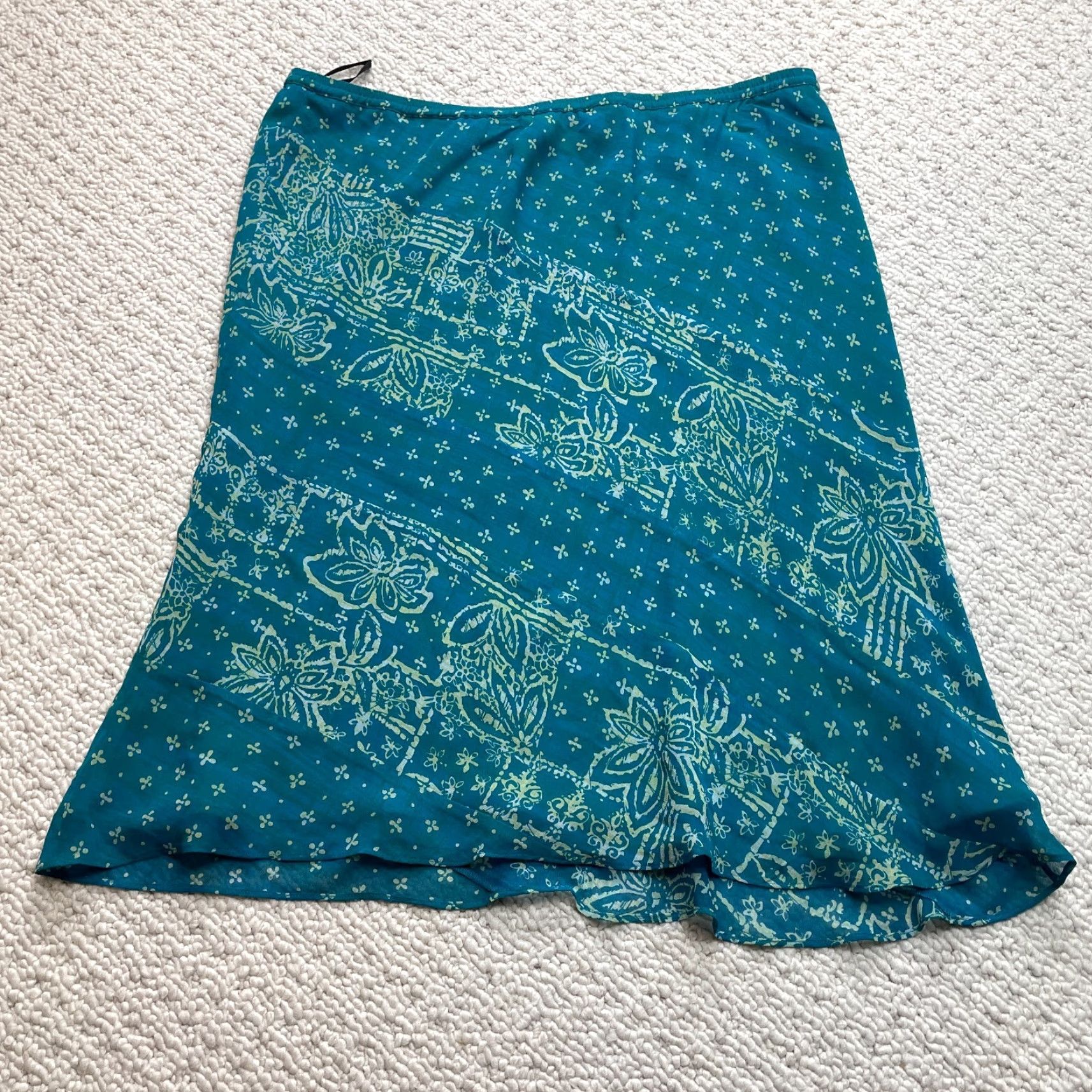 Vintage VINTAGE Cynthia Howie Skirt Womens 14 Blue Tropical Floral Silk Knee Length A-Line Size 36" / US 14 / IT 50 - 8 Thumbnail