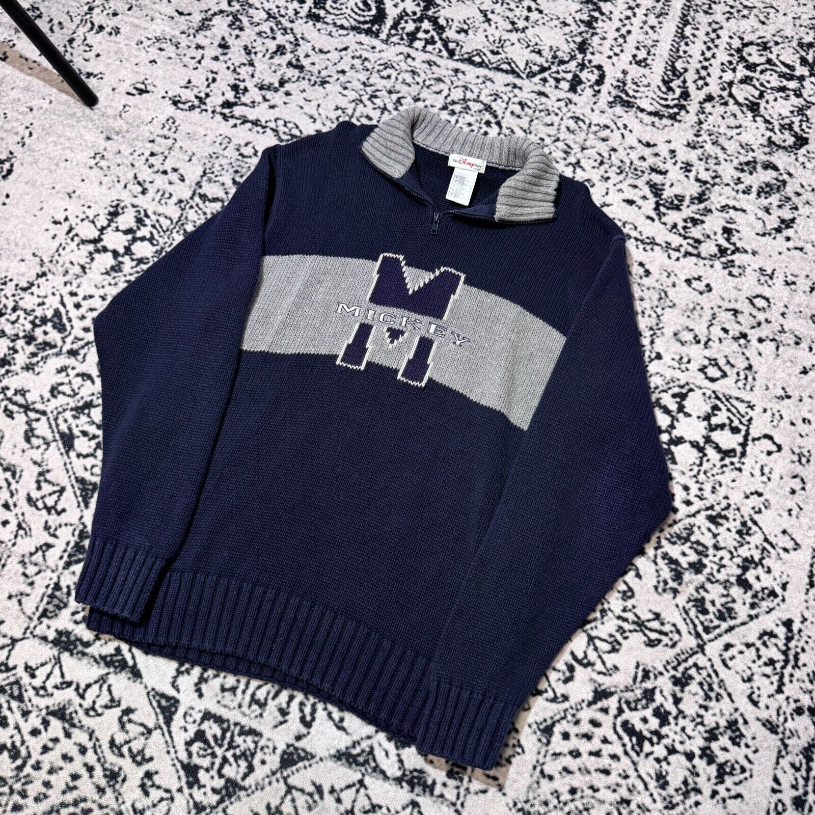 Disney × Vintage Vintage Disney Navy Cotton Halfzip Sweater Size L Y2K 90s Size US L / EU 52-54 / 3 - 2 Thumbnail