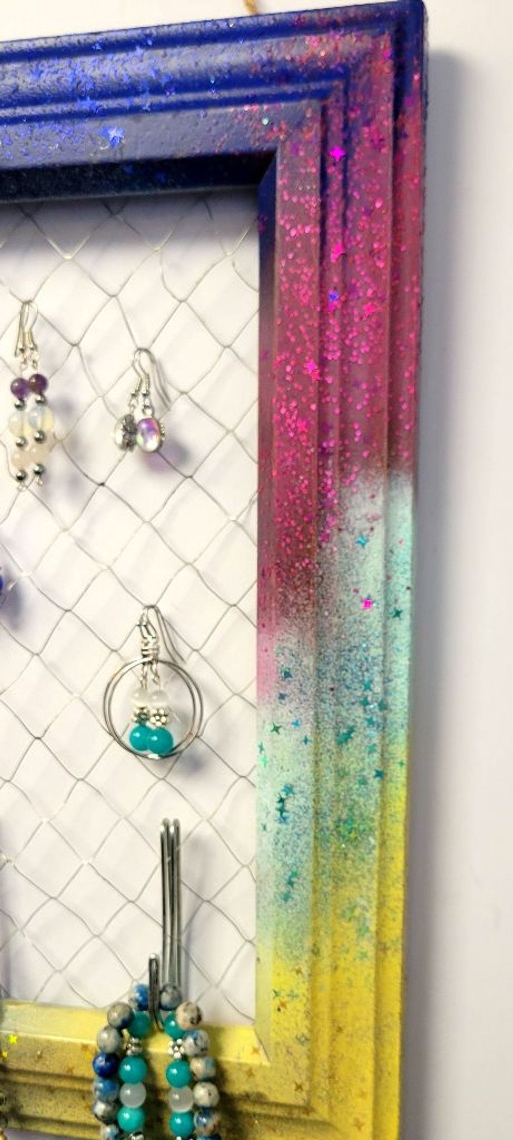Handmade Upcycled photo frame jewelry organizer Size ONE SIZE - 7 Thumbnail
