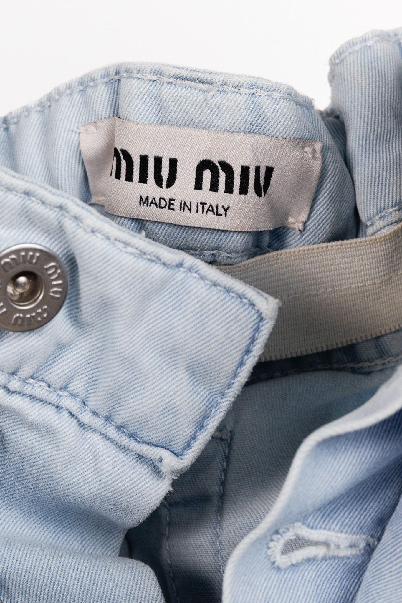 Miu Miu Miu Miu Light-Wash Twill Ruffled Wide-Leg Jeans Size 26" / US 2 / IT 38 - 4 Thumbnail