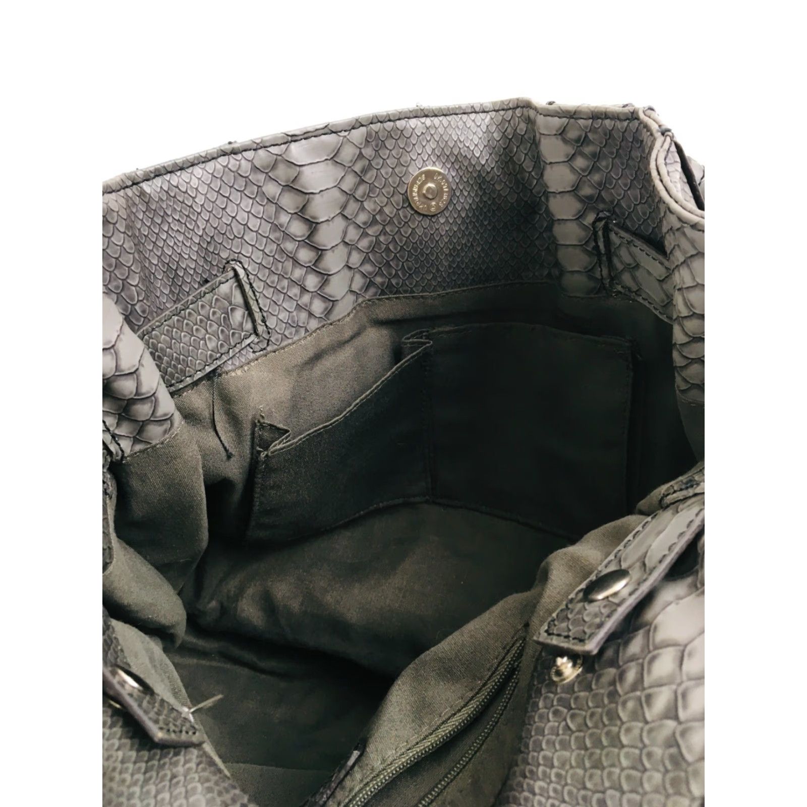 Vintage Plum Shoulder Bag Women's L Fashionable Snake Print Magnetic Lock Pockets Blue Exterior Faux Leather Zipper Size ONE SIZE - 8 Thumbnail