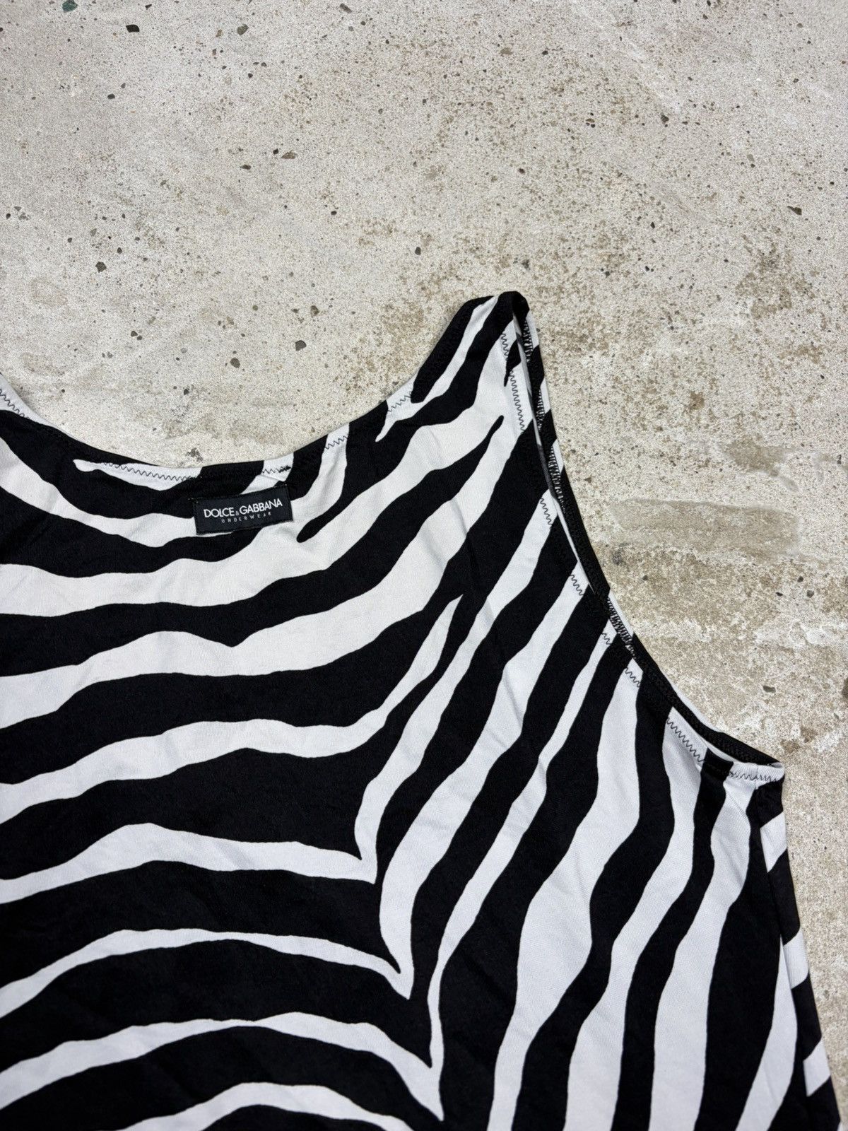 Dolce & Gabbana Vintage 2000s Dolce & Gabbana Underwear Zebra Print Tank Size S / US 4 / IT 40 - 11 Thumbnail