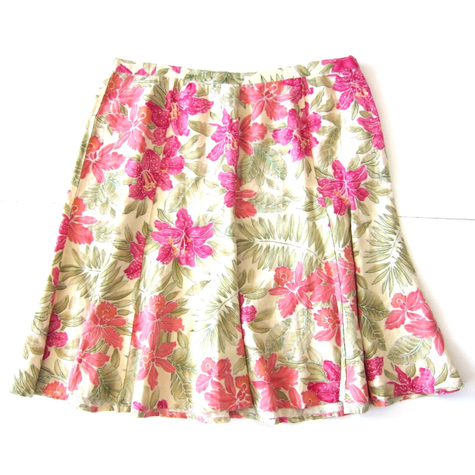 Avenue Avenue Skirt Women Size 18 Pink Linen Floral Midi A-Line NWT Size 40" / US 18 - 2 Thumbnail