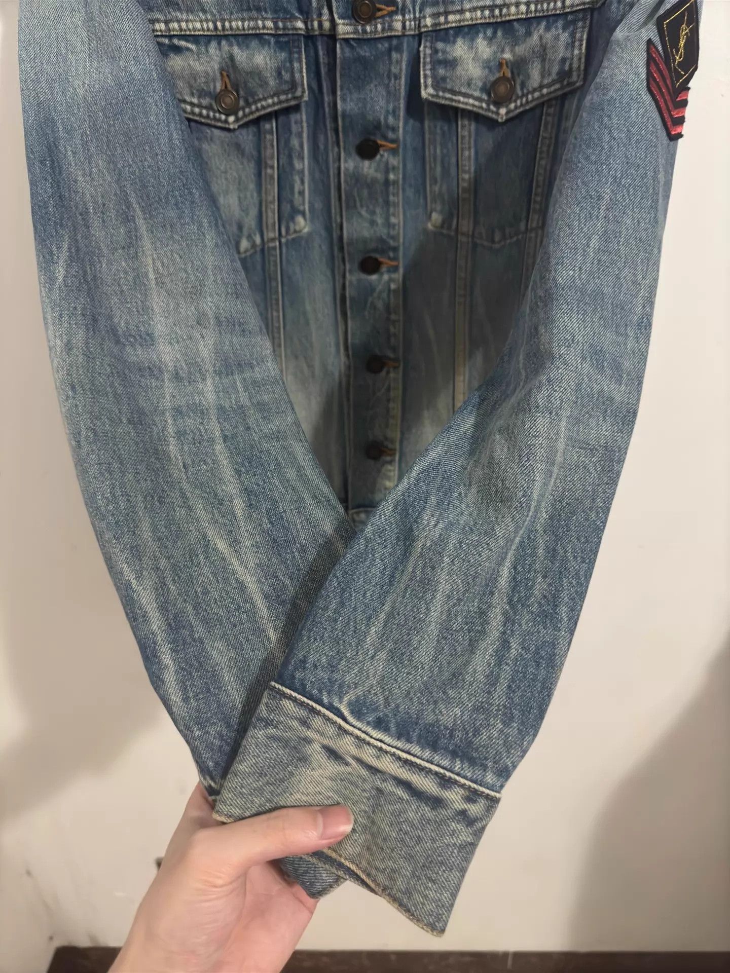 Saint Laurent Paris SLP 17ss Light Blue Sludge Medallion Denim Jacket S Size US S / EU 44-46 / 1 - 4 Thumbnail