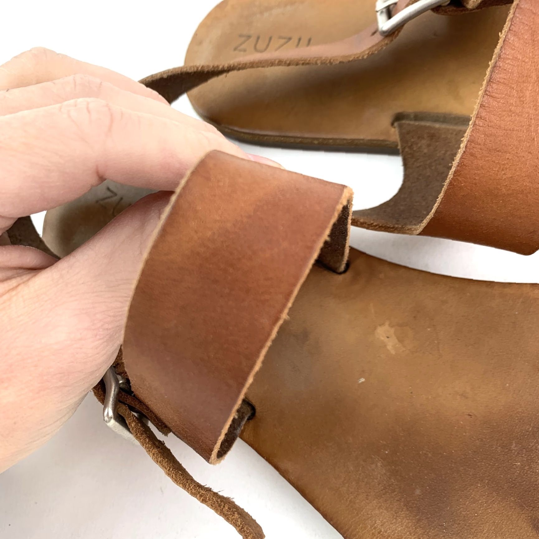 Vintage ZUZII Sandal Women's Brown Leather Ankle Strap Flat Size 7 Buckle Rubber Insole Upper Leather Casual Spring Summer 7 Womens Size US 7 / IT 37 - 7 Thumbnail