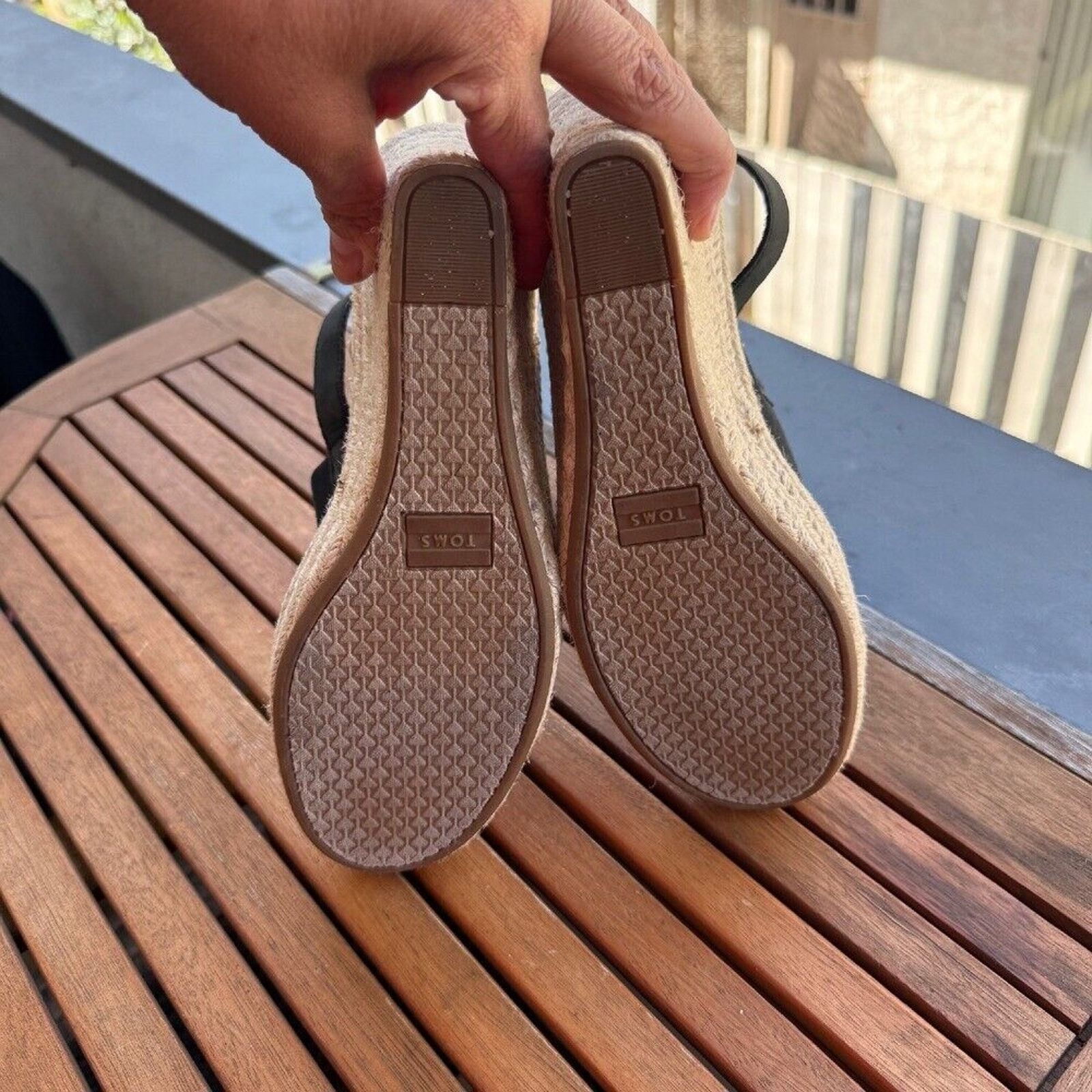Toms TOMS Black Canvas Espadrille Wedge Sandals Size W7.5 Size US 7.5 / IT 37.5 - 4 Thumbnail