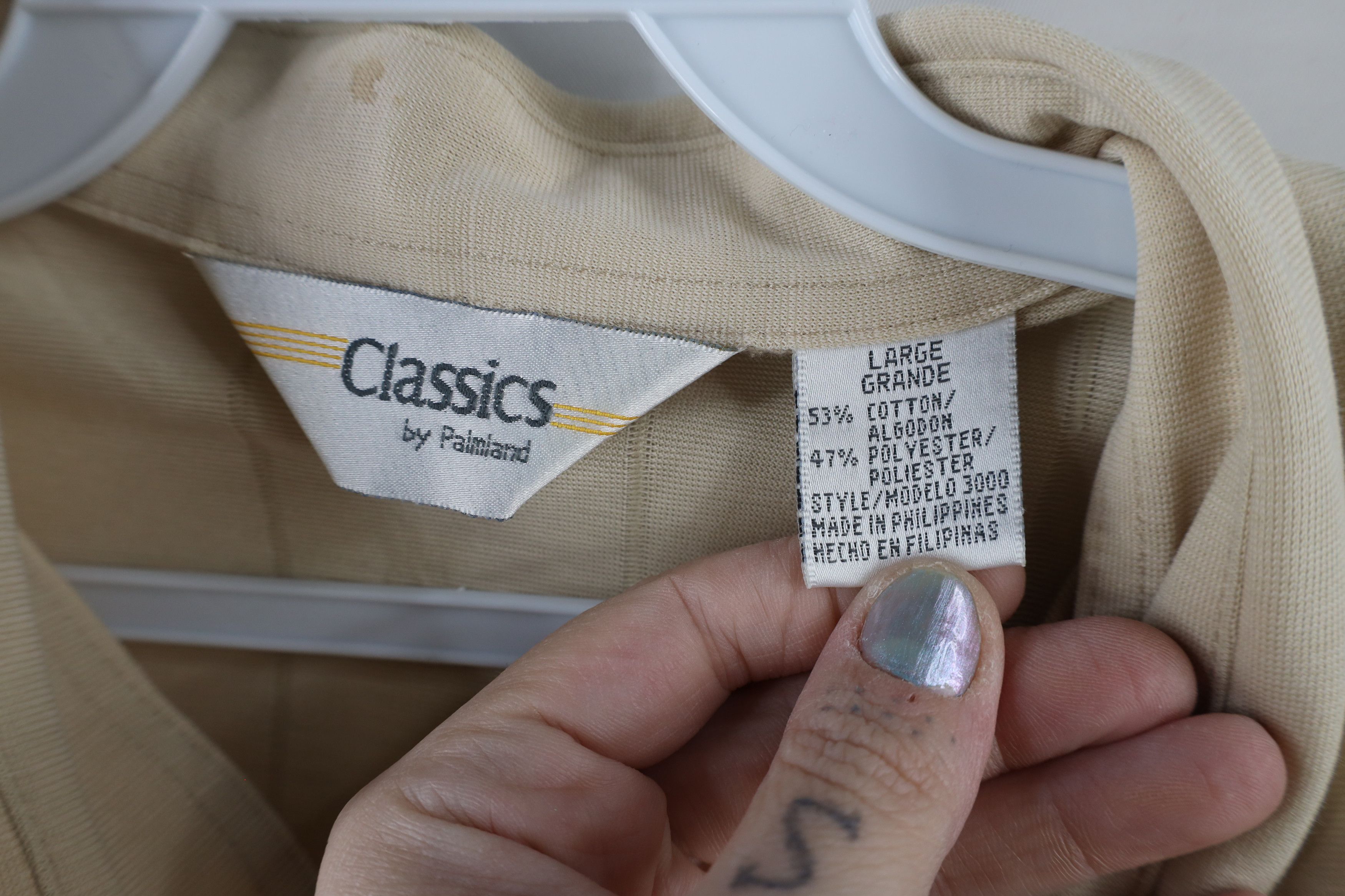 Vintage Vintage 90s Streetwear Knit Collared Pocket Polo Shirt Beige Size US L / EU 52-54 / 3 - 9 Thumbnail