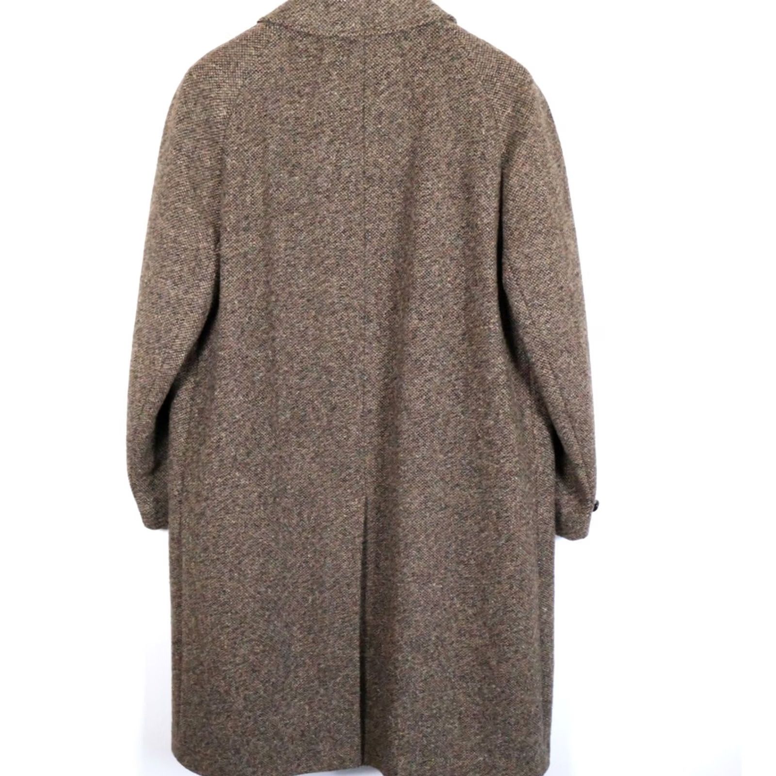 Vintage Overcoat Men's 44 Brown Tweed 100% Pure New Wool Topcoat Raglan Sleeves 80s, Men's — image 2 of 6