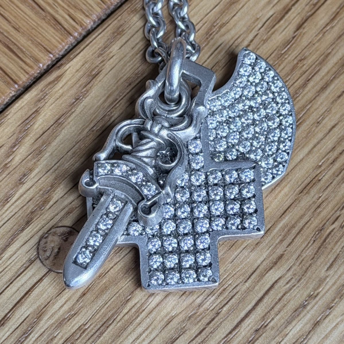 Chrome Hearts Chrome Hearts Three Trinkets Pavé Diamond Pendant & 24”chain Size ONE SIZE - 20 Thumbnail
