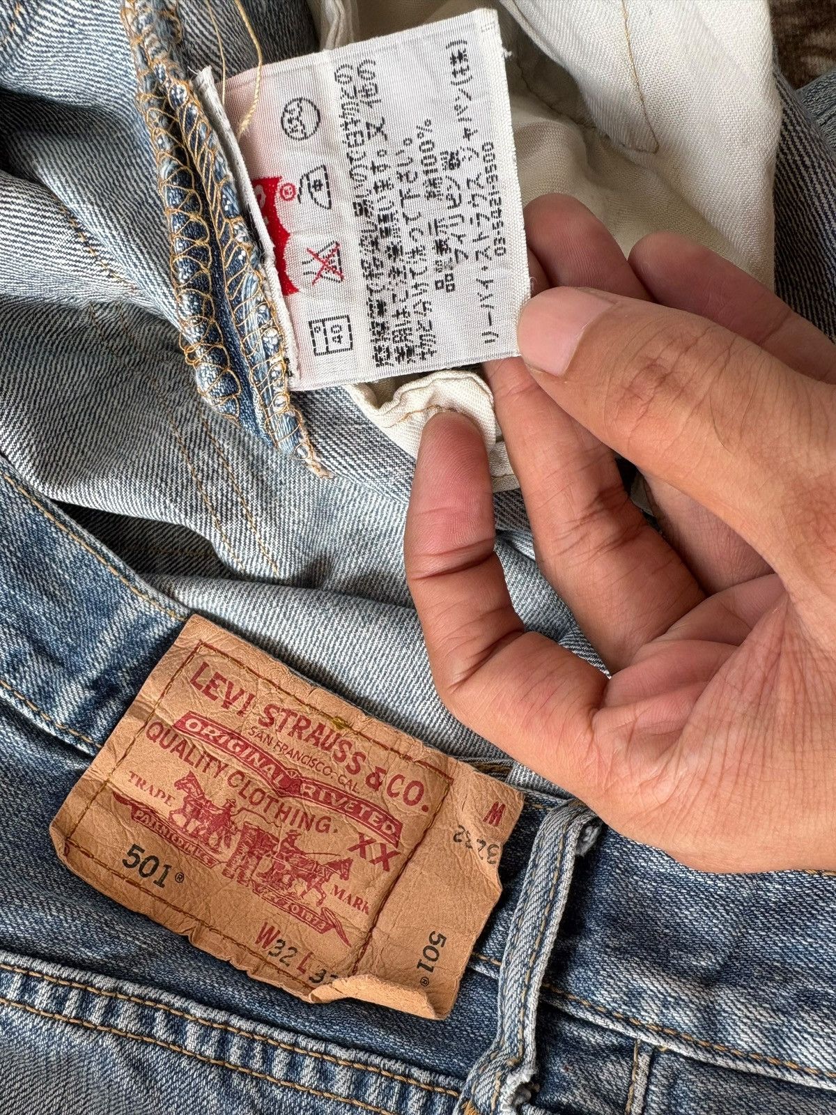 Levi's Vintage 90s Levis 501 Faded Wash Distress Baggy Jeans Size US 32 / EU 48 - 5 Thumbnail