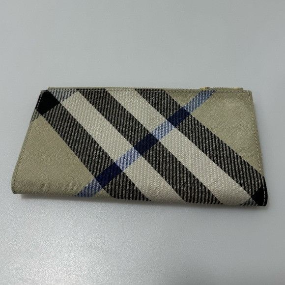 Burberry Burberry Gray Long Zip Bifold Wallet Beige Size ONE SIZE - 1 Thumbnail
