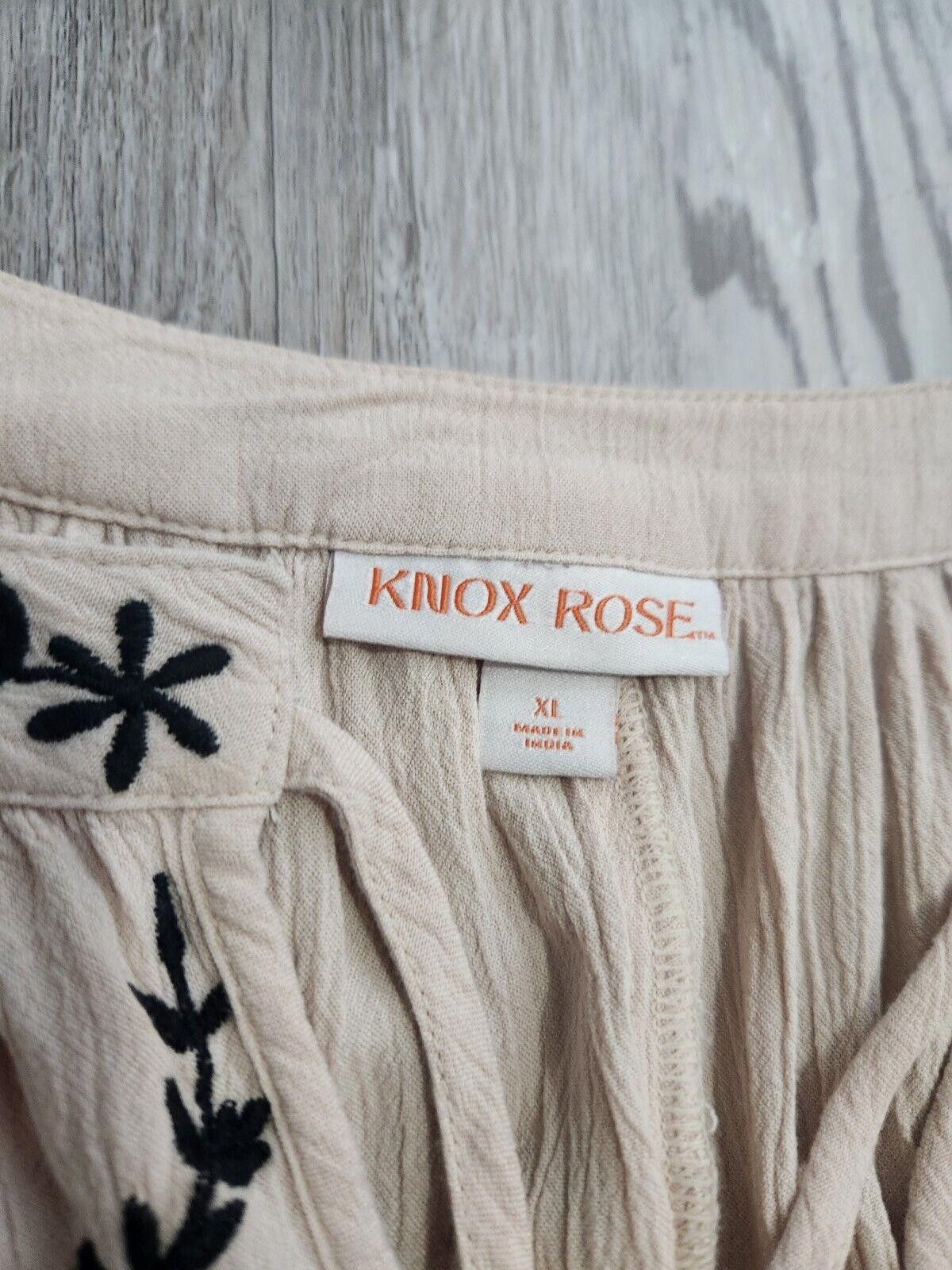 Designer Knox Rose Blouse Extra Large Cream Black Embroidered Boho Size XL / US 12-14 / IT 48-50 - 2 Thumbnail