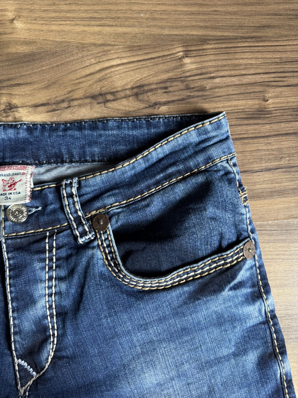 True Religion Vintage True Religion Yellow White Stitch Jeans Size US 34 / EU 50 - 6 Thumbnail