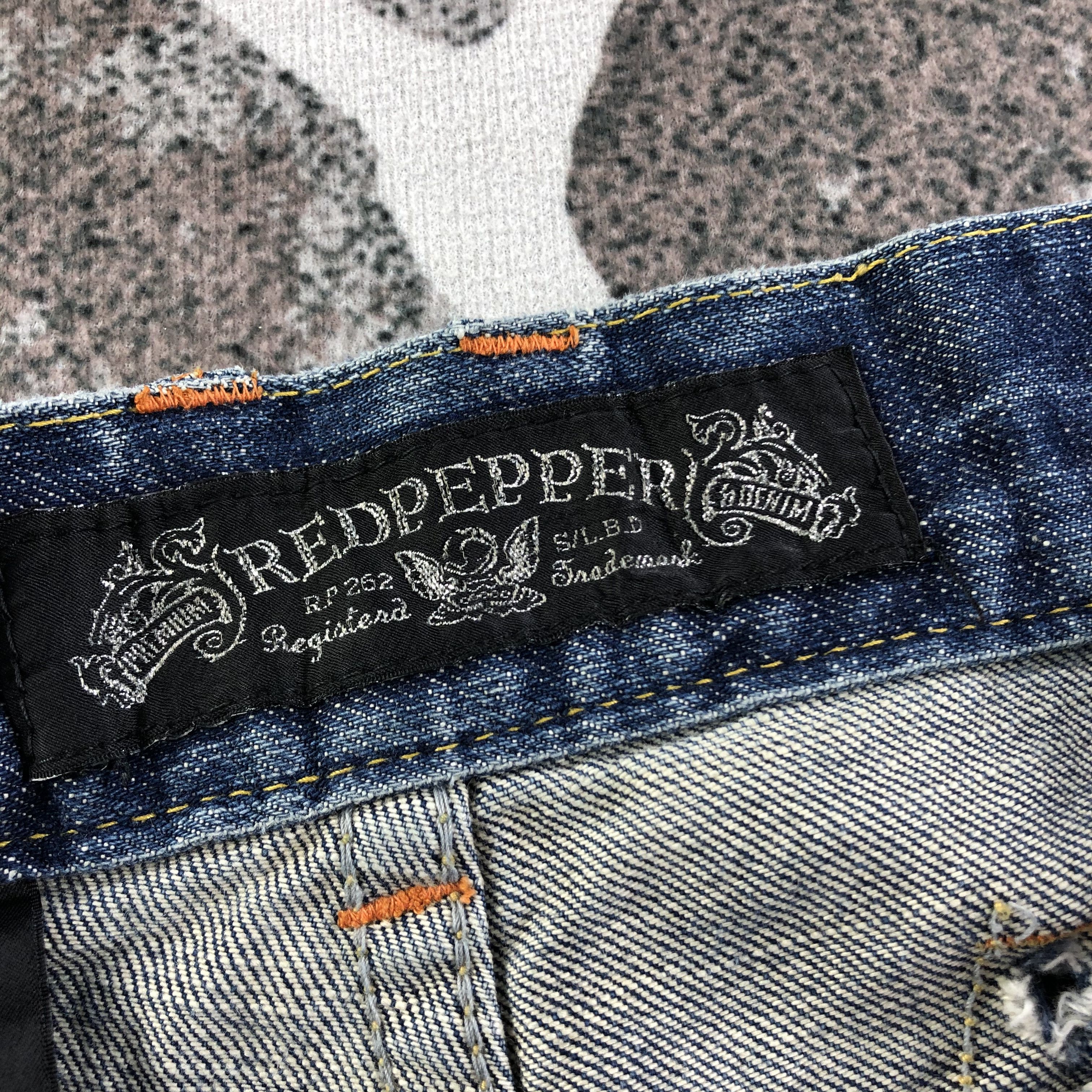 Japanese Brand Red Pepper Jeans Faded Blue Distressed Denim KJ1744 Size US 32 / EU 48 - 10 Thumbnail