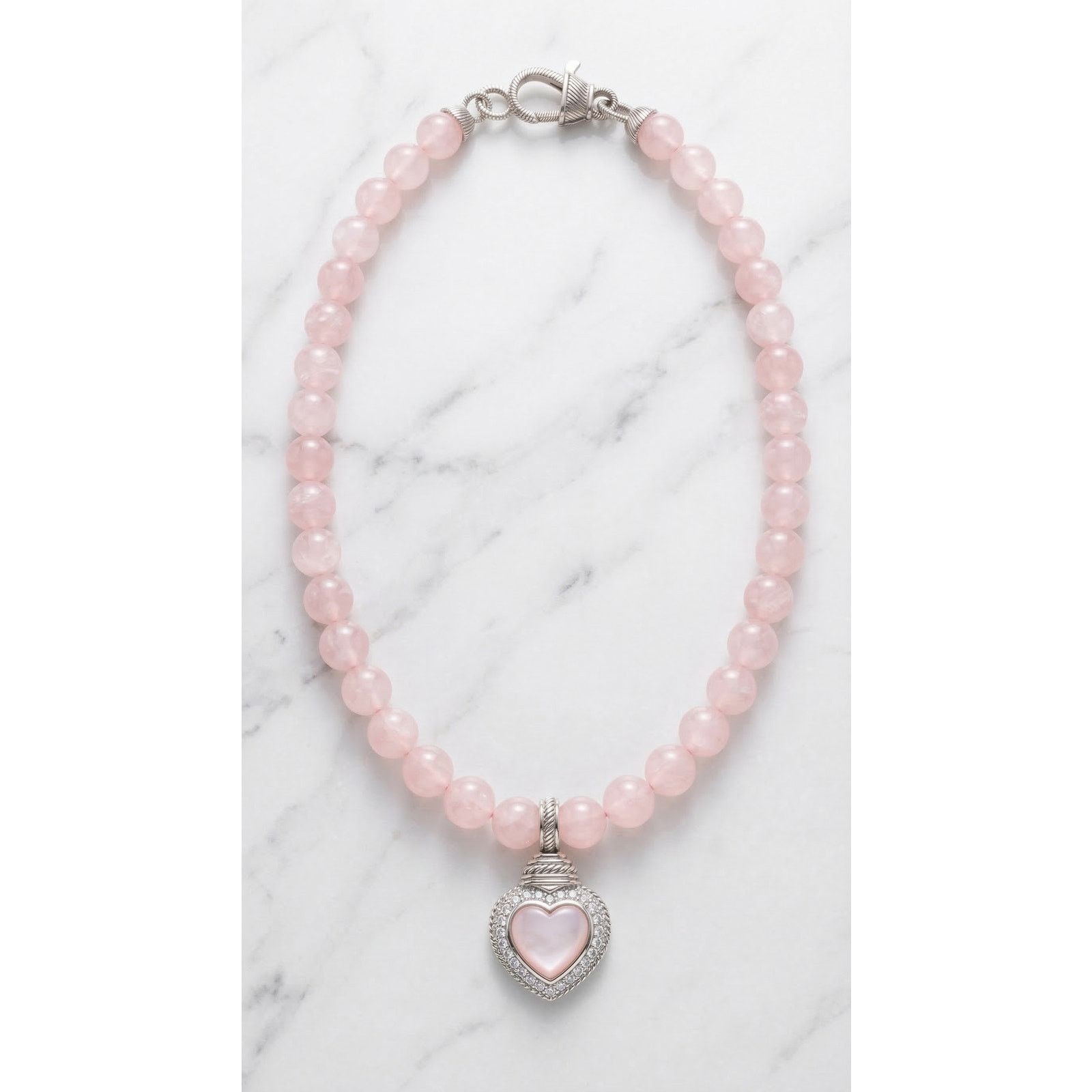 Judith Ripka Judith Ripka Sterling Silver Rose Quartz Heart Necklace Size ONE SIZE - 12 Thumbnail
