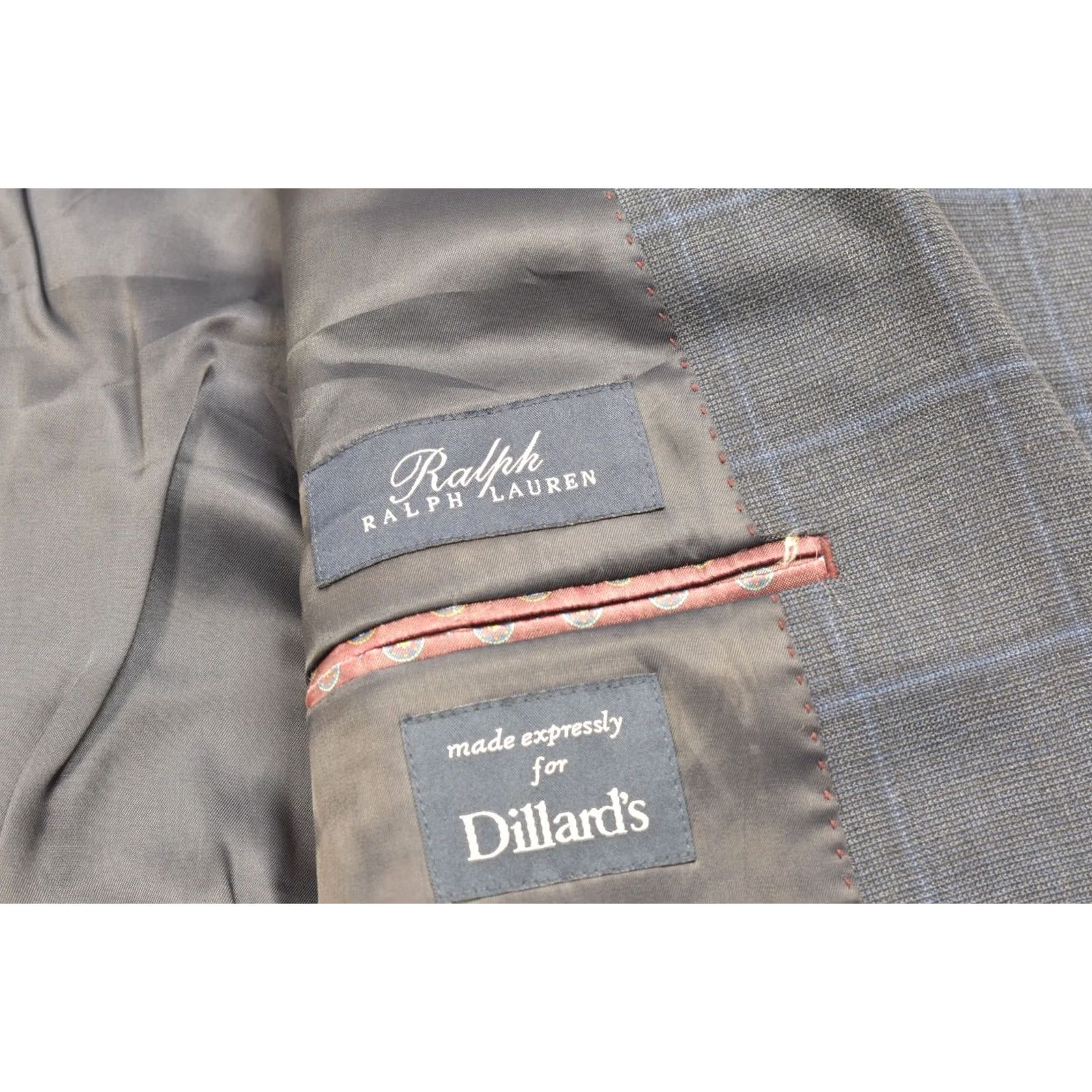 Ralph Lauren Ralph Lauren Men's Blazer Wool Blend Blue Plaid Check 48L Two Button Notch Lapel Long 4-Button Sleeve Inner Pockets Vintage? No Size 48R - 4 Thumbnail