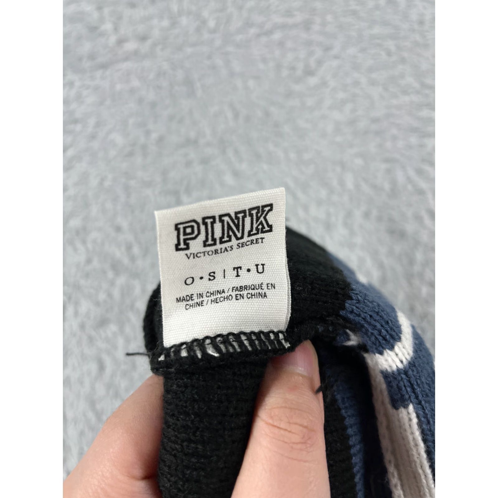 Victoria's Secret Victoria's Secret Beanie Adult One Size Blue White Acrylic Knit Logo Striped Winter Womens Size ONE SIZE - 7 Thumbnail