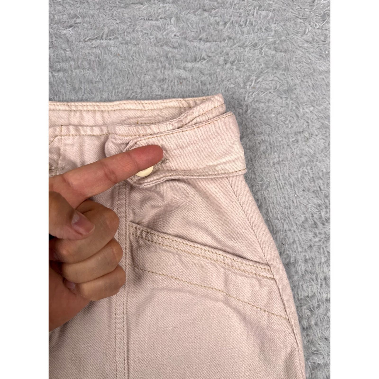 Free People Free People Skirt Womens 4 Pink Denim Twill Raw Hem Button Fly Cotton Lyocell Mini Short Size 27" / US 4 / IT 40 - 6 Thumbnail