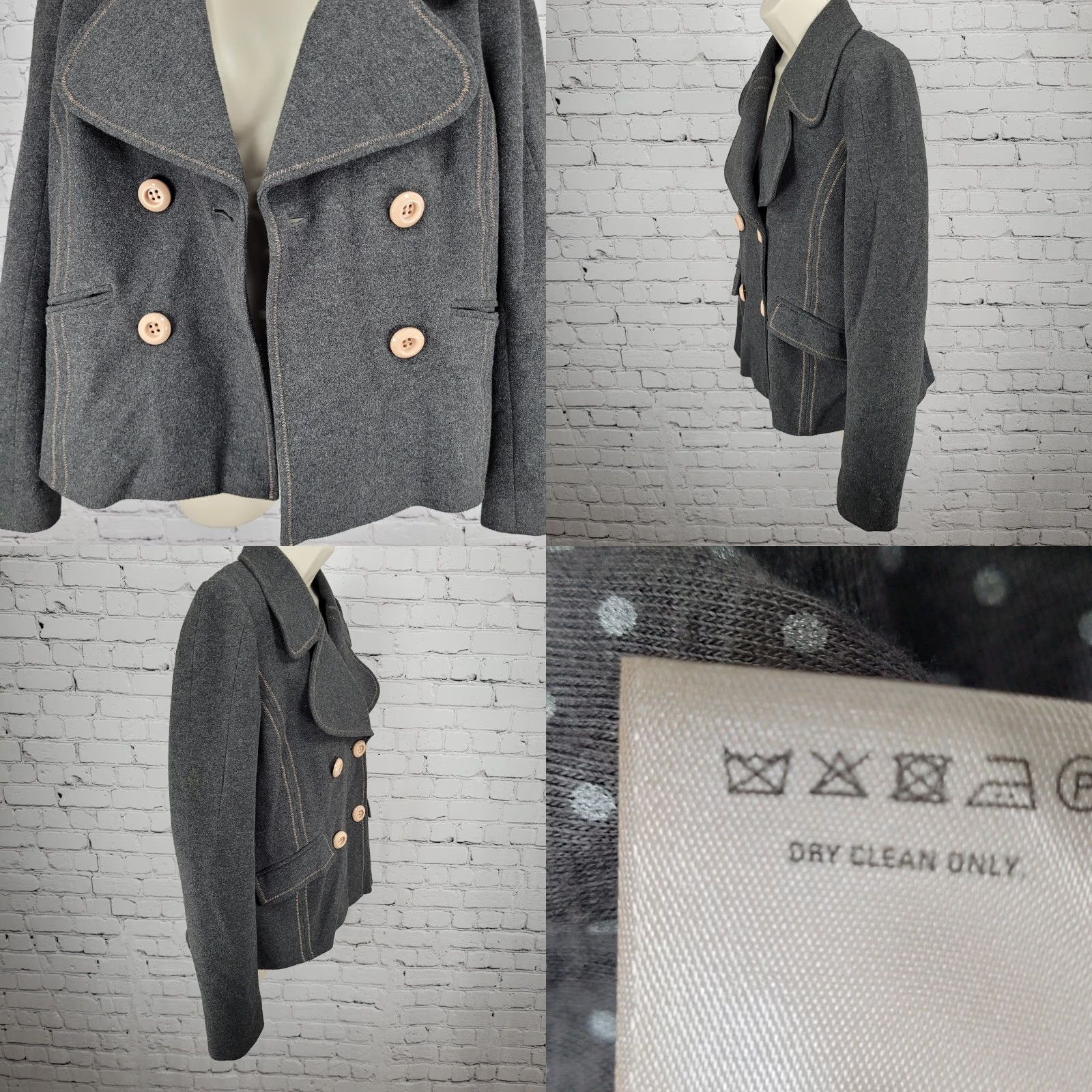 Anthropologie Ett:Twa Anthropologie Grey Double Breasted Buttoned Stretch Lined Jacket 8 Size M / US 6-8 / IT 42-44 - 9 Thumbnail