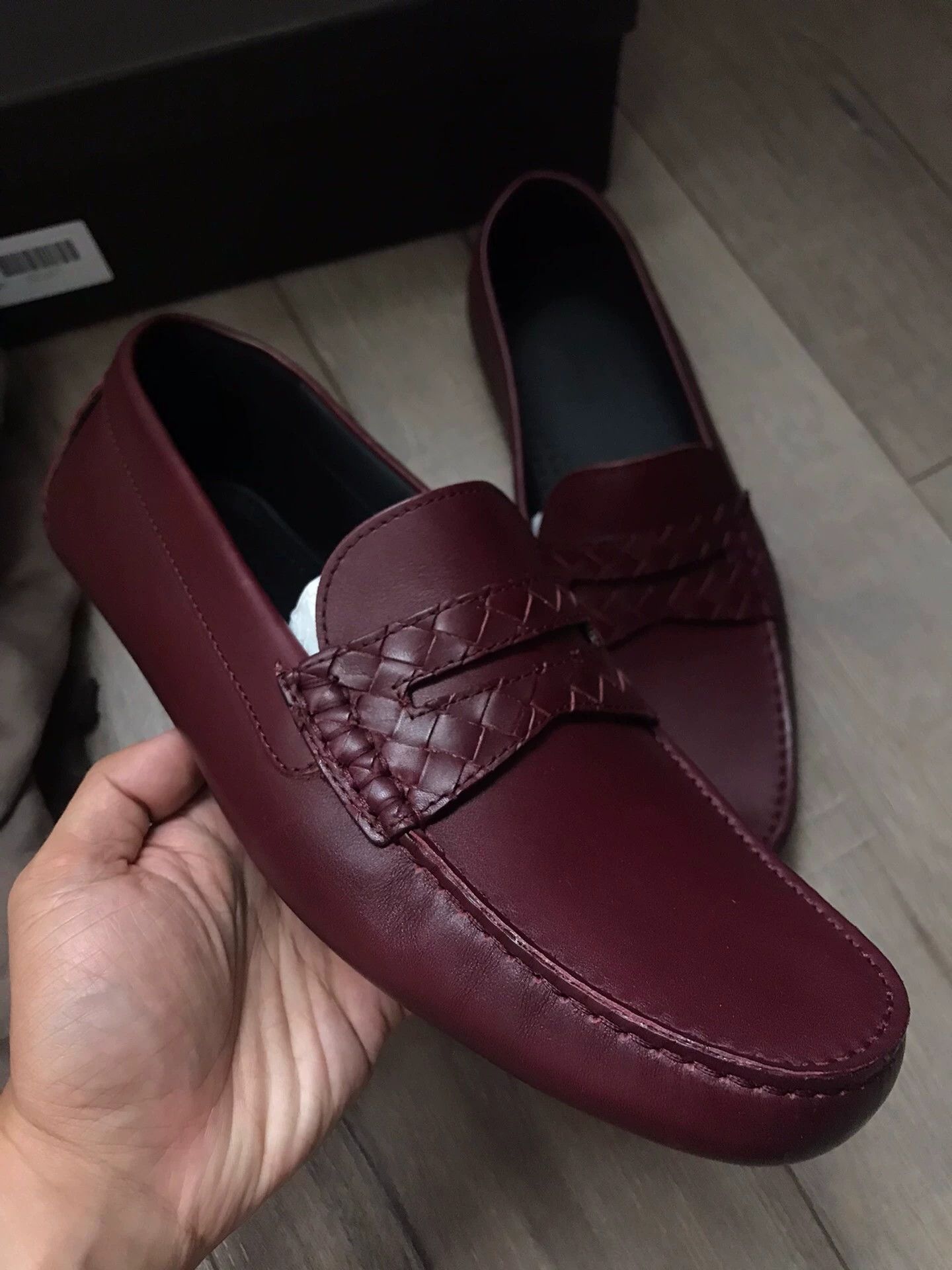 Bottega Veneta BV Burgundy Woven & Leather Driving Shoe 42.5 Size US 9.5 / EU 42-43 - 2 Thumbnail