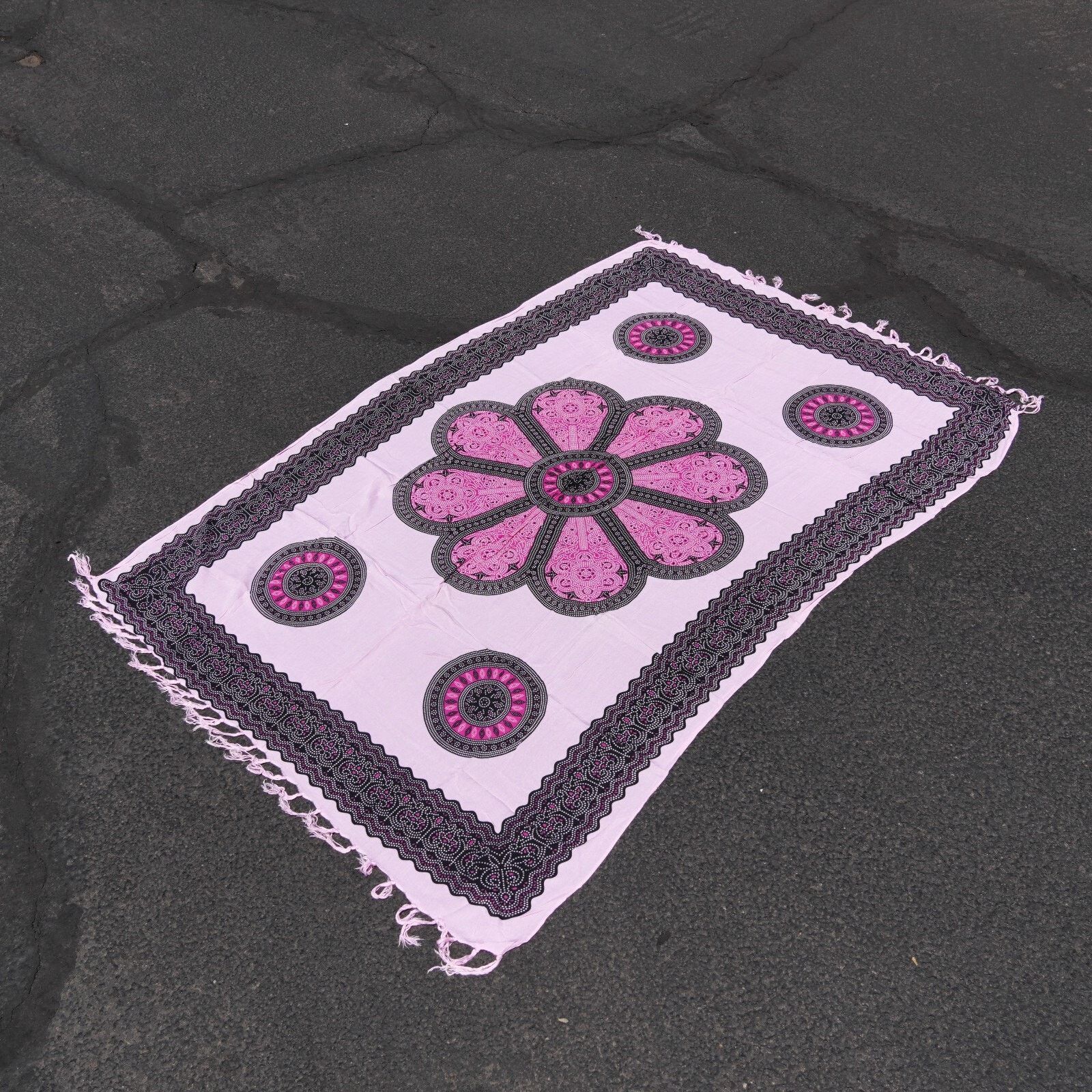 Other Pink Floral Mandala Pashmina Scarf Shawl Scarve Sarong 60x39 Size ONE SIZE - 9 Thumbnail