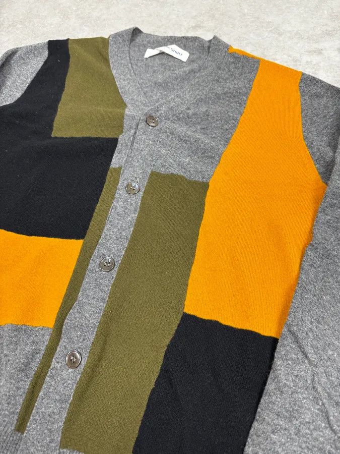 Comme des Garcons Comme des Garçons SHIRT Grey Patchwork Yellow Wool Cardigan Sweater Size US S / EU 44-46 / 1 - 3 Thumbnail