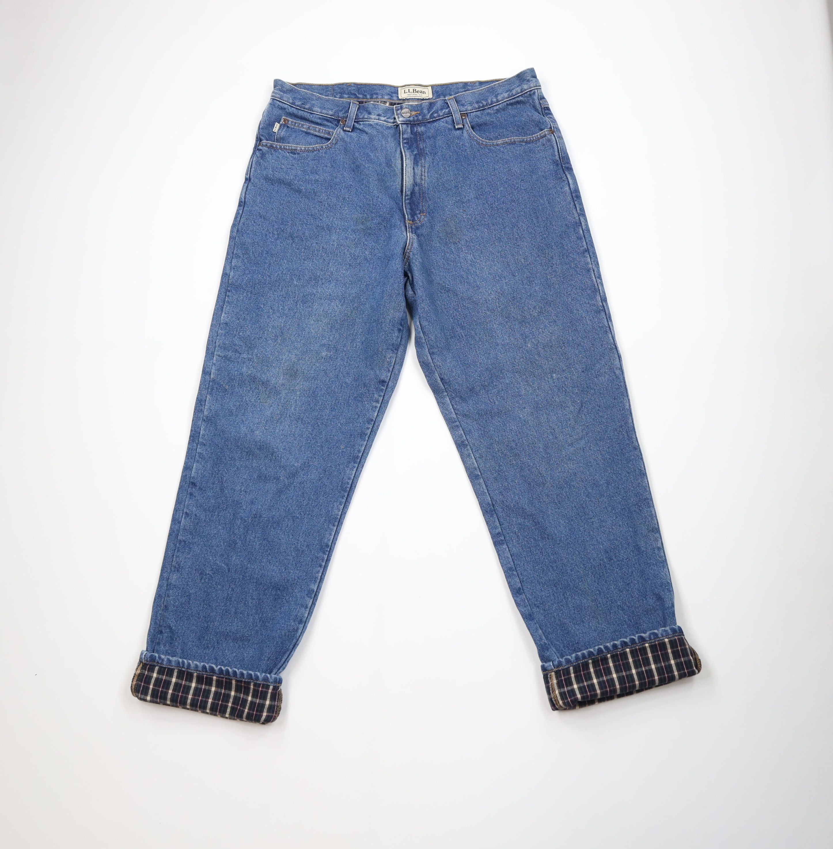 L.L. Bean Vintage LL Bean Natural Fit Flannel Lined Denim Jeans Blue Size US 37 - 1 Thumbnail