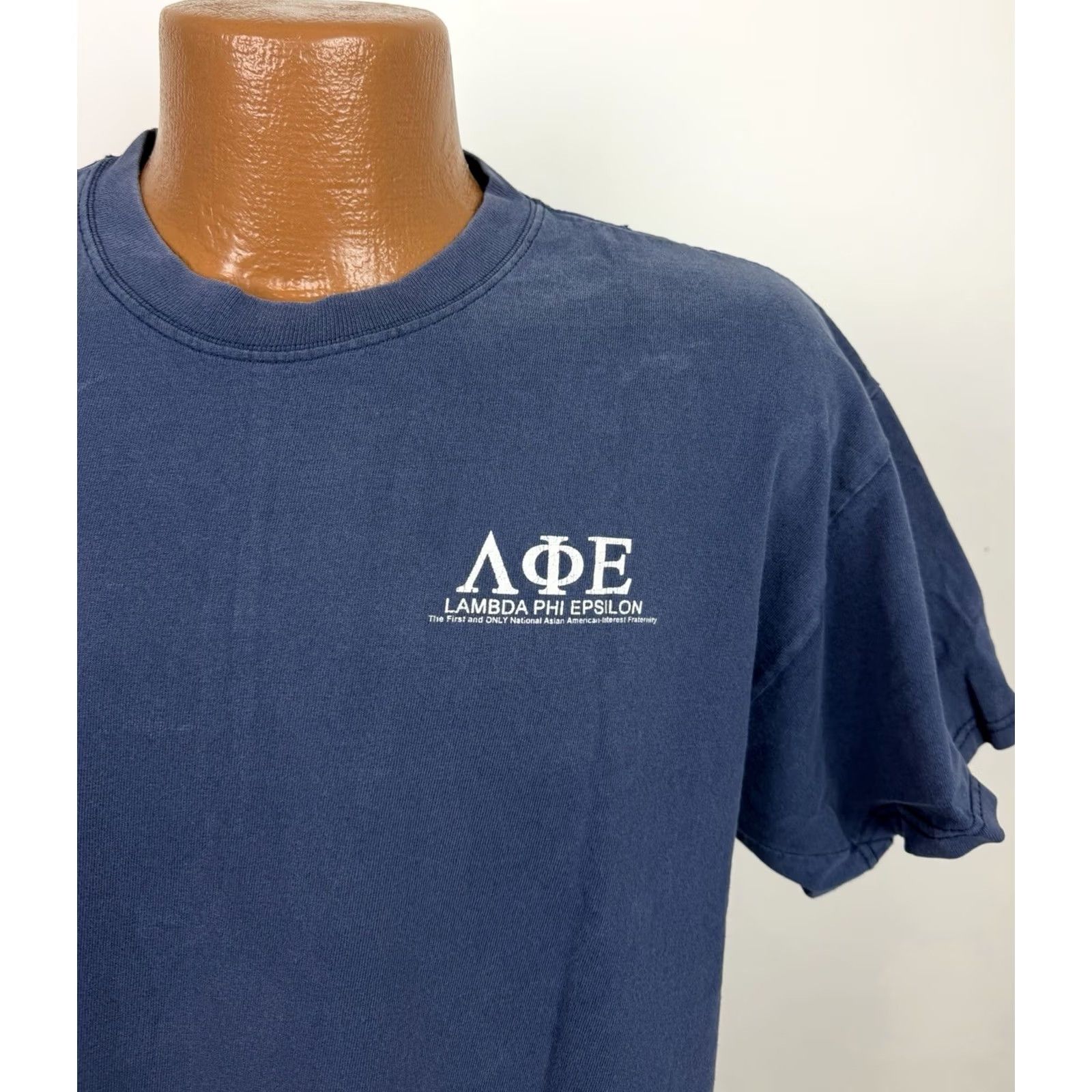 Vintage Vintage Fraternity Shirt Mens Large 90s Y2K Faded Navy Blue Size US L / EU 52-54 / 3 - 4 Thumbnail