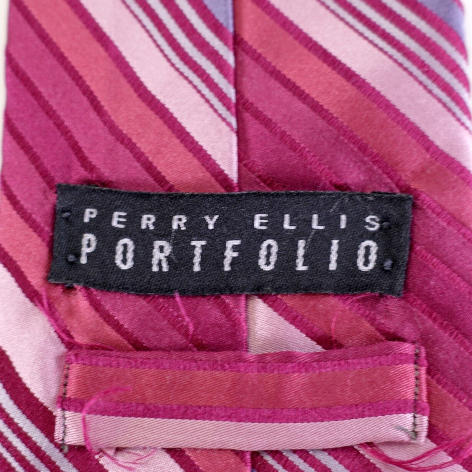 Perry Ellis Perry Ellis Portfolio Pink Magenta Woven Striped Silk Tie Size ONE SIZE - 3 Thumbnail