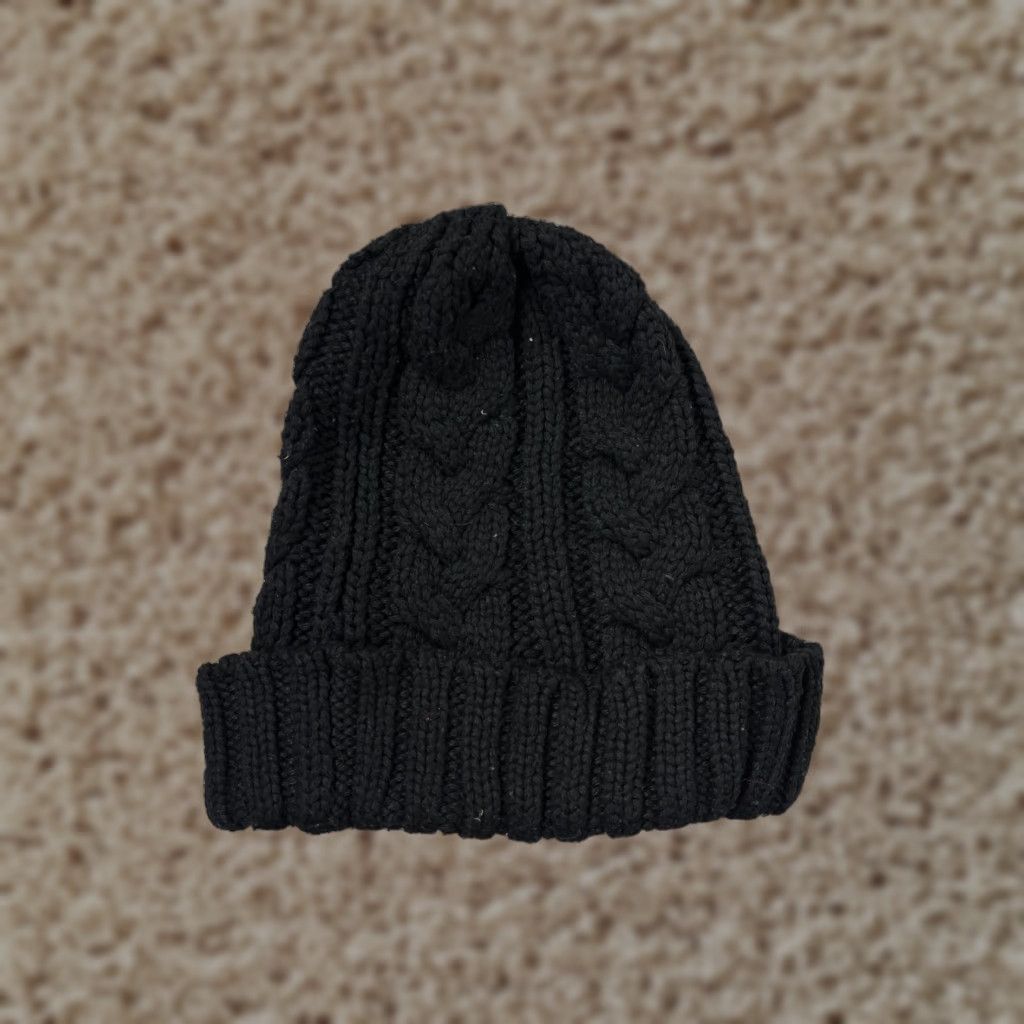 Vintage Bea n ie Toque Beanie Womens One Size Black Cable Knit Acrylic Polyester Ski Winter Size ONE SIZE - 1 Thumbnail